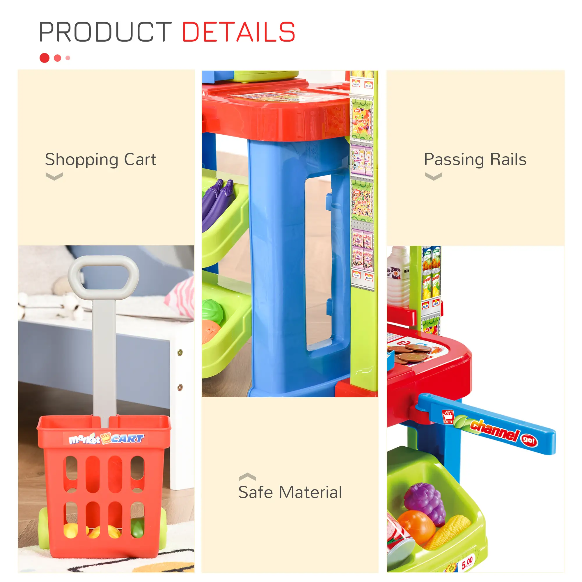 Supermarket Playset, Shopping Cart, Cash Register, Light & Sound, Age 3-6 - Image 4