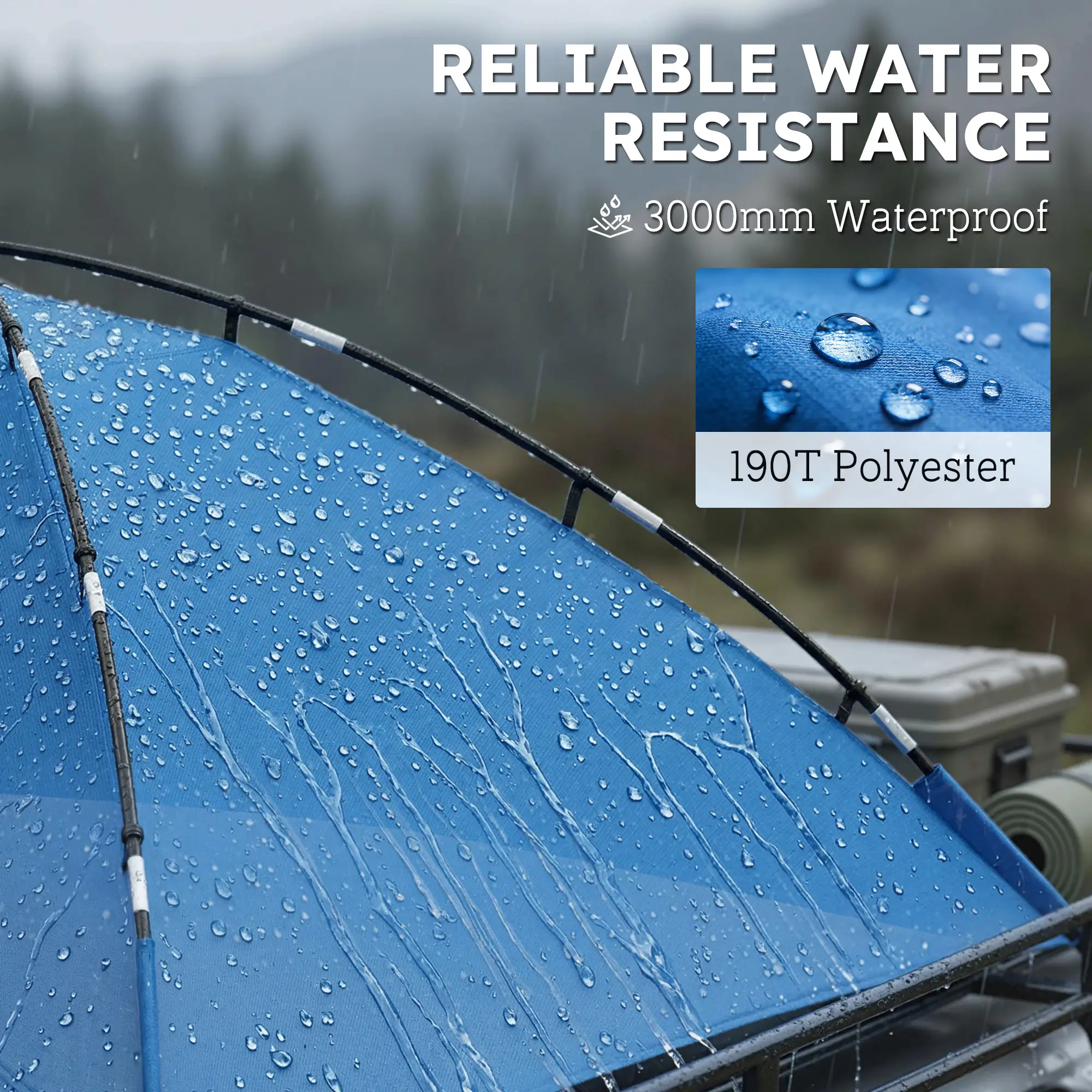 SUV Car Awning Camping Tent, 3000mm Waterproof, Light Blue - Image 6