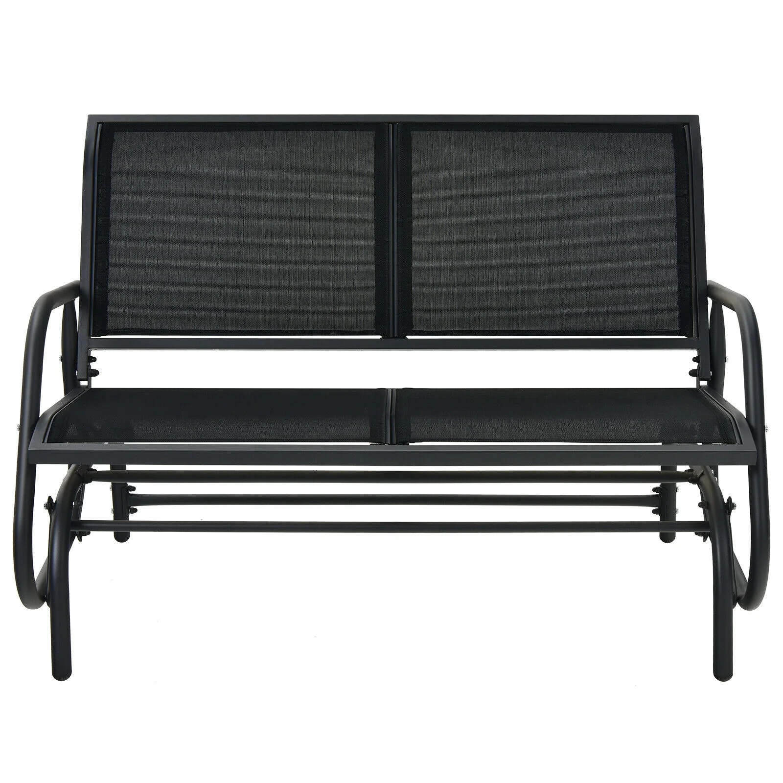 Swing Glider Chair 48 Inch, Loveseat Rocker, Backyard Lounge, Black - Image 8