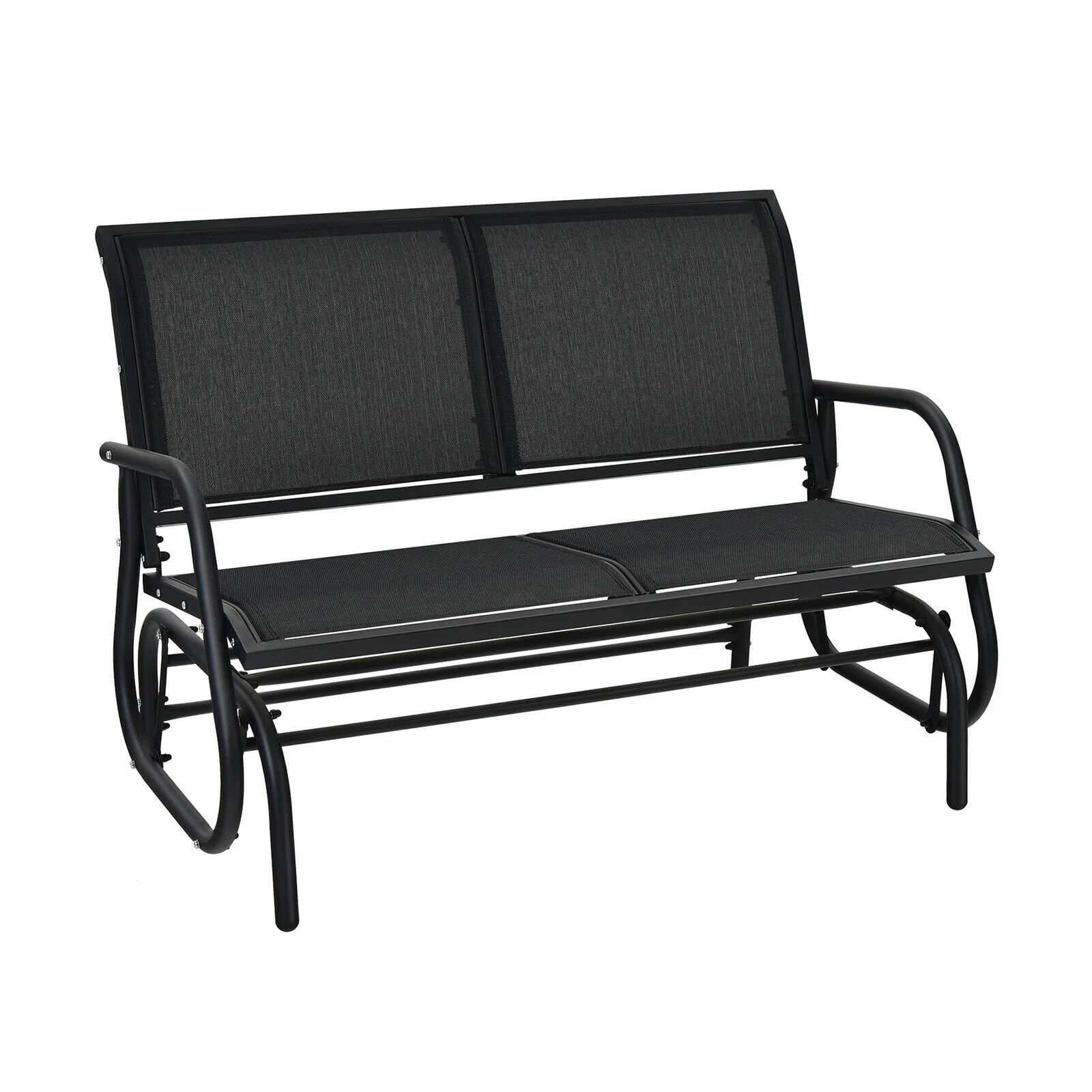 Swing Glider Chair 48 Inch, Loveseat Rocker, Backyard Lounge, Black - Image 9