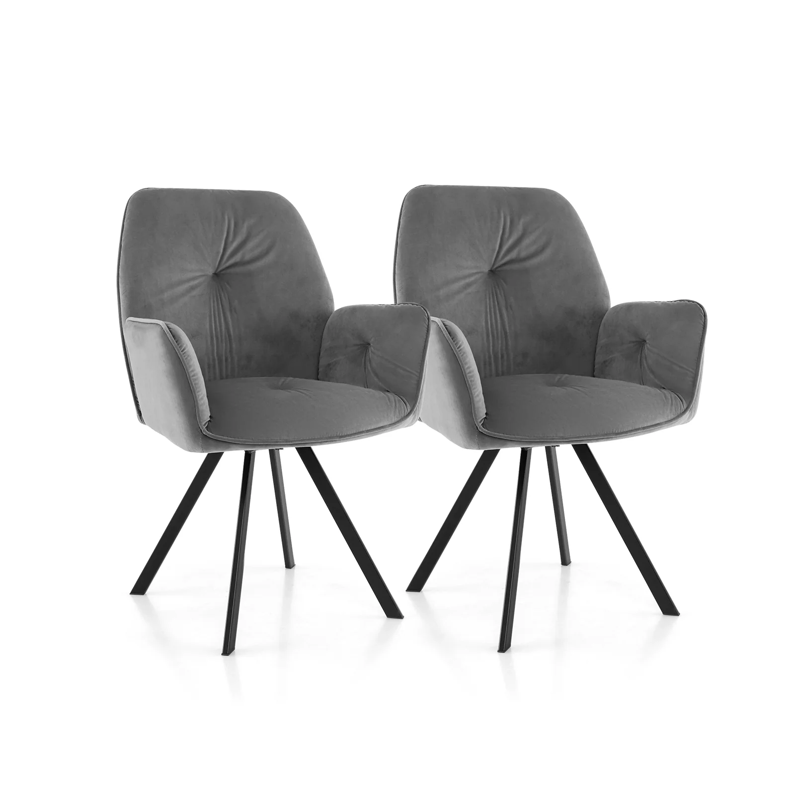 Swivel Accent Arm Chairs, Set of 2, Metal Legs, Gray - Image 4