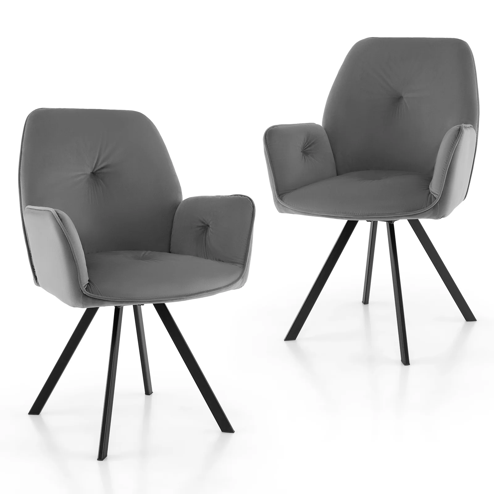 Swivel Accent Arm Chairs, Set of 2, Metal Legs, Gray - Image 5