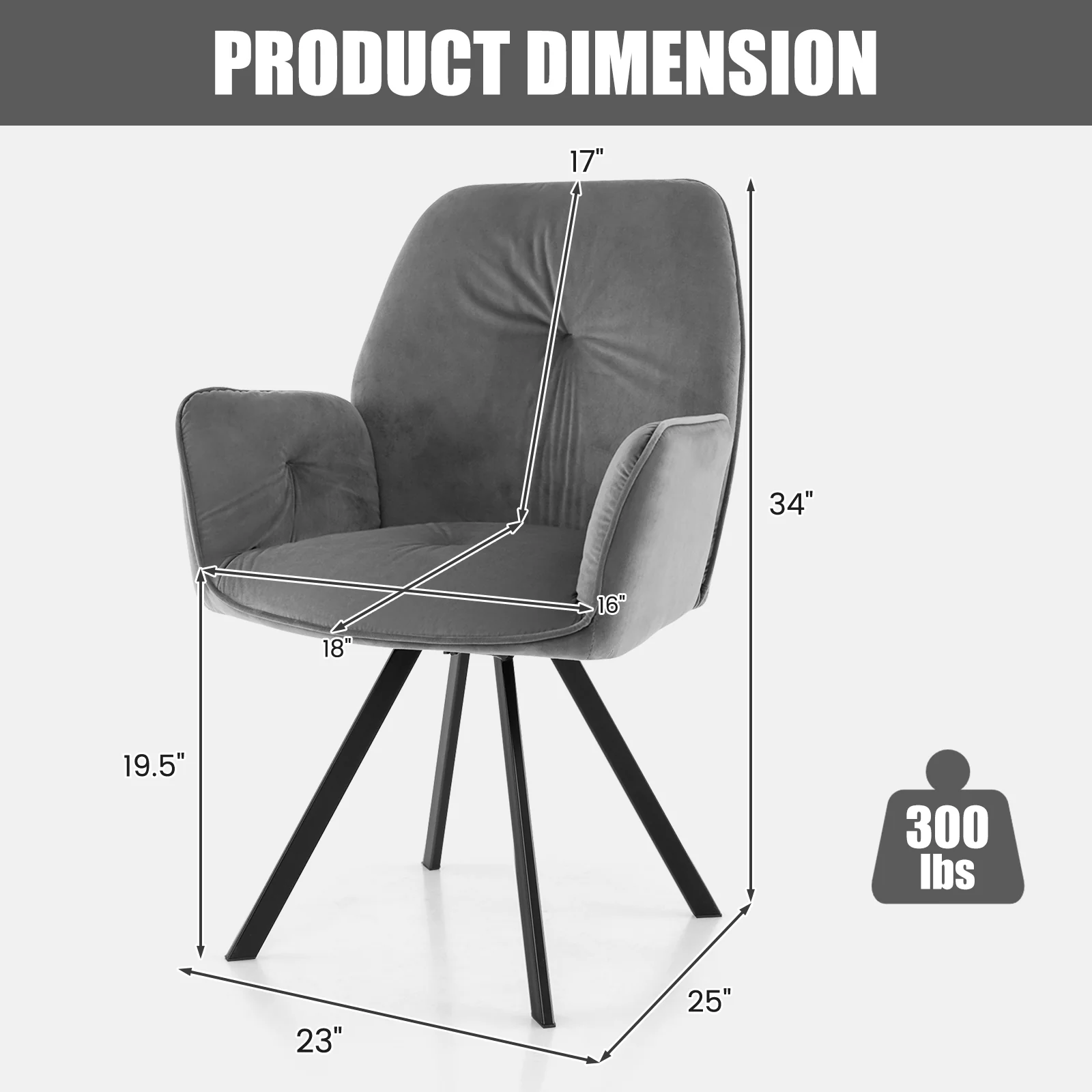Swivel Accent Arm Chairs, Set of 2, Metal Legs, Gray - Image 6