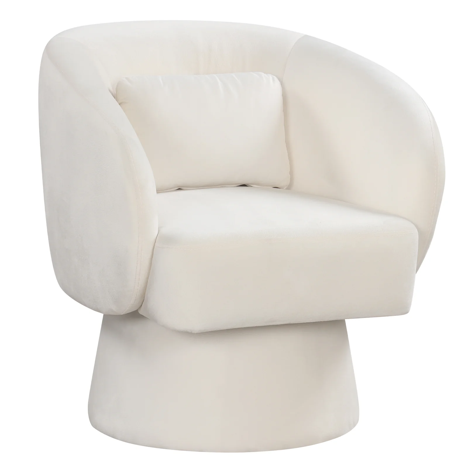 Swivel Accent Chair, Upholstered Barrel Chair, Beige - Image 4