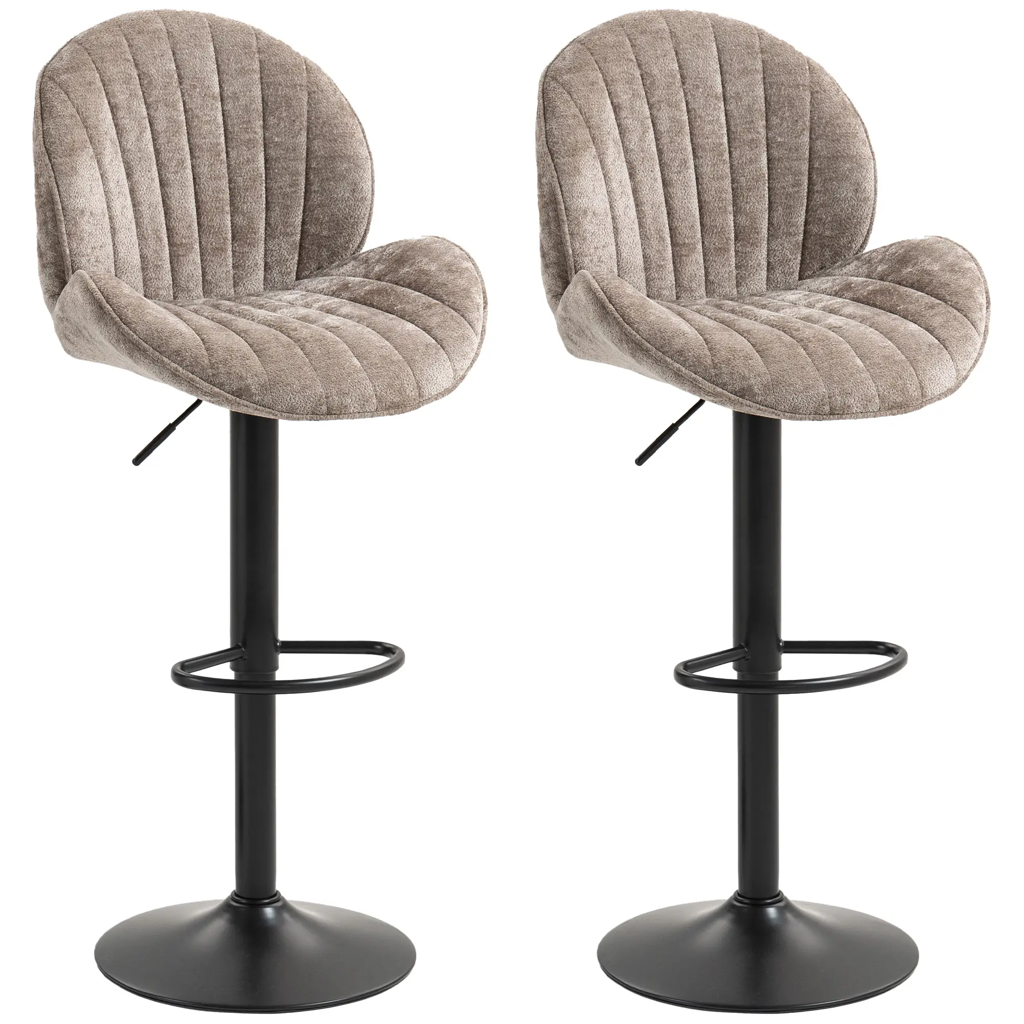 Swivel Bar Stools Set Of 2, Adjustable Height, Brown