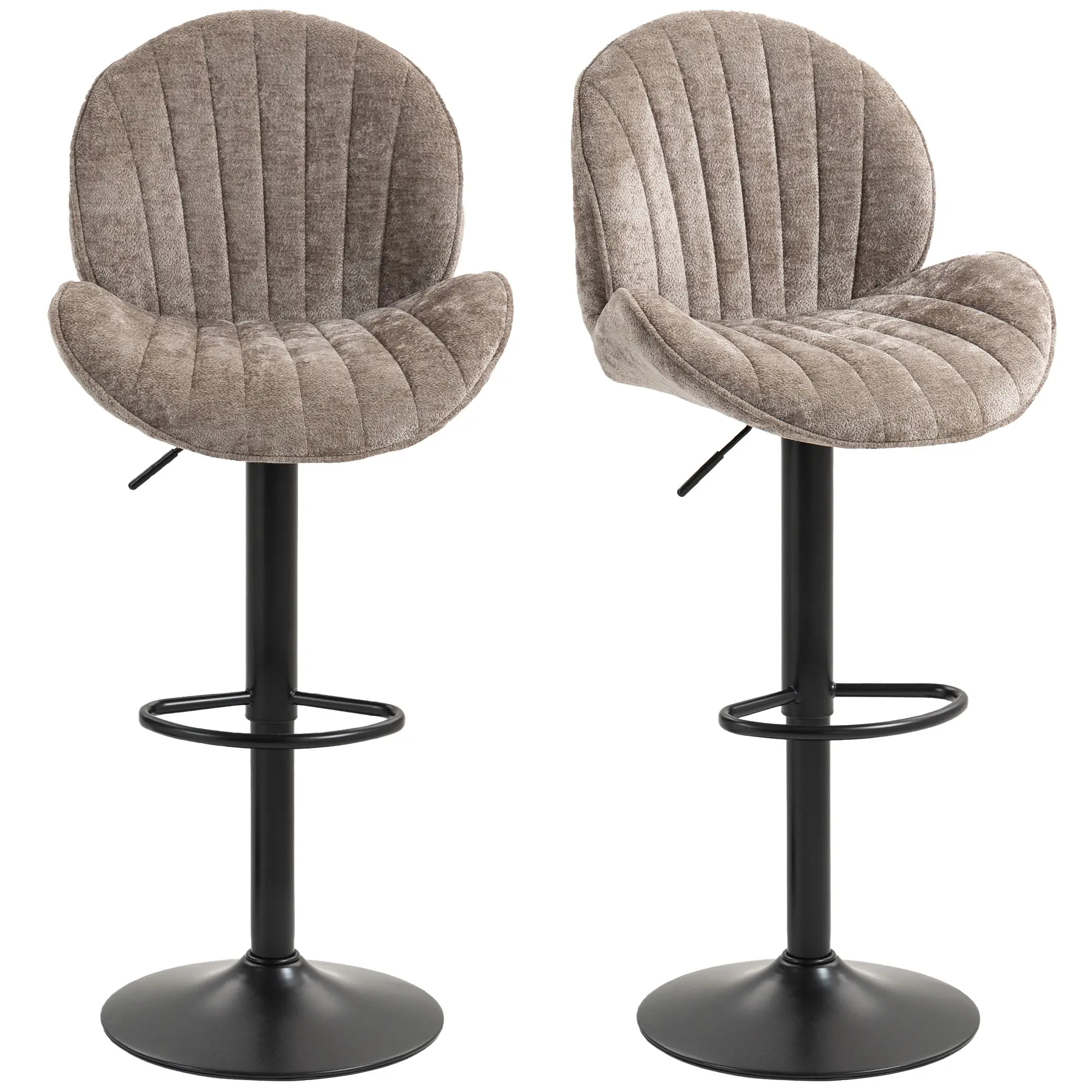 Swivel Bar Stools Set Of 2, Adjustable Height, Brown - Image 11