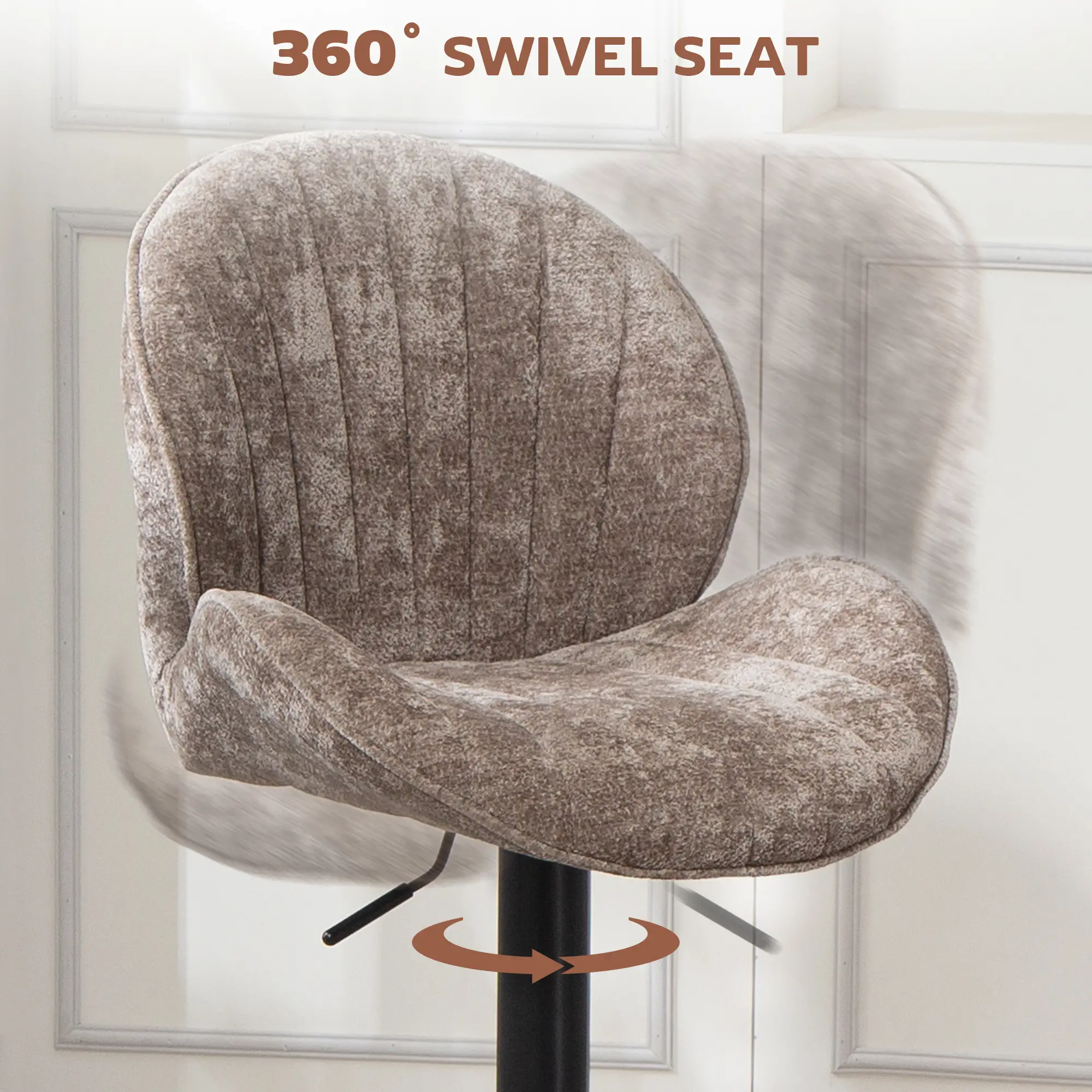 Swivel Bar Stools Set Of 2, Adjustable Height, Brown - Image 6