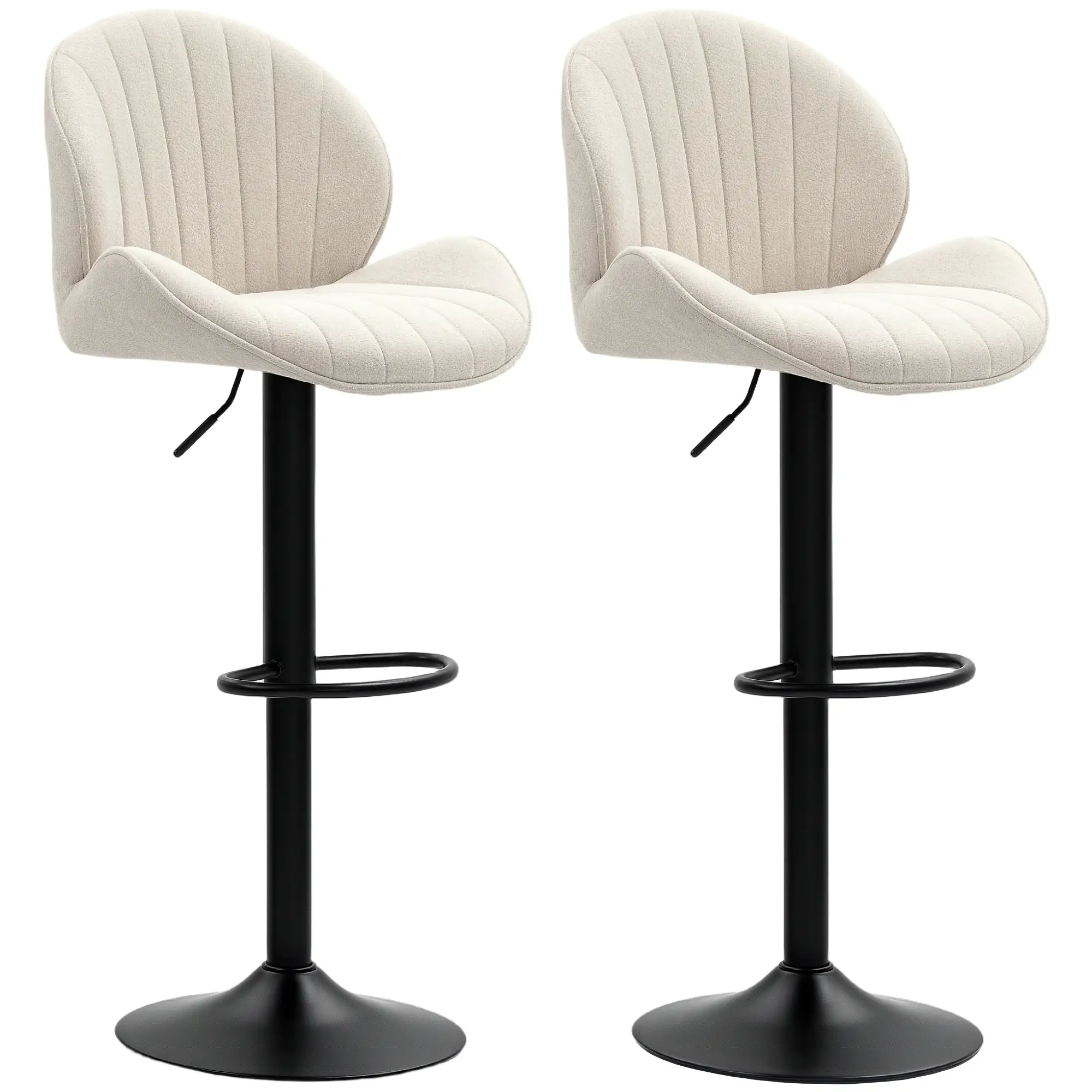 Swivel Bar Stools Set of 2, Adjustable Height with Back, Beige - Image 11