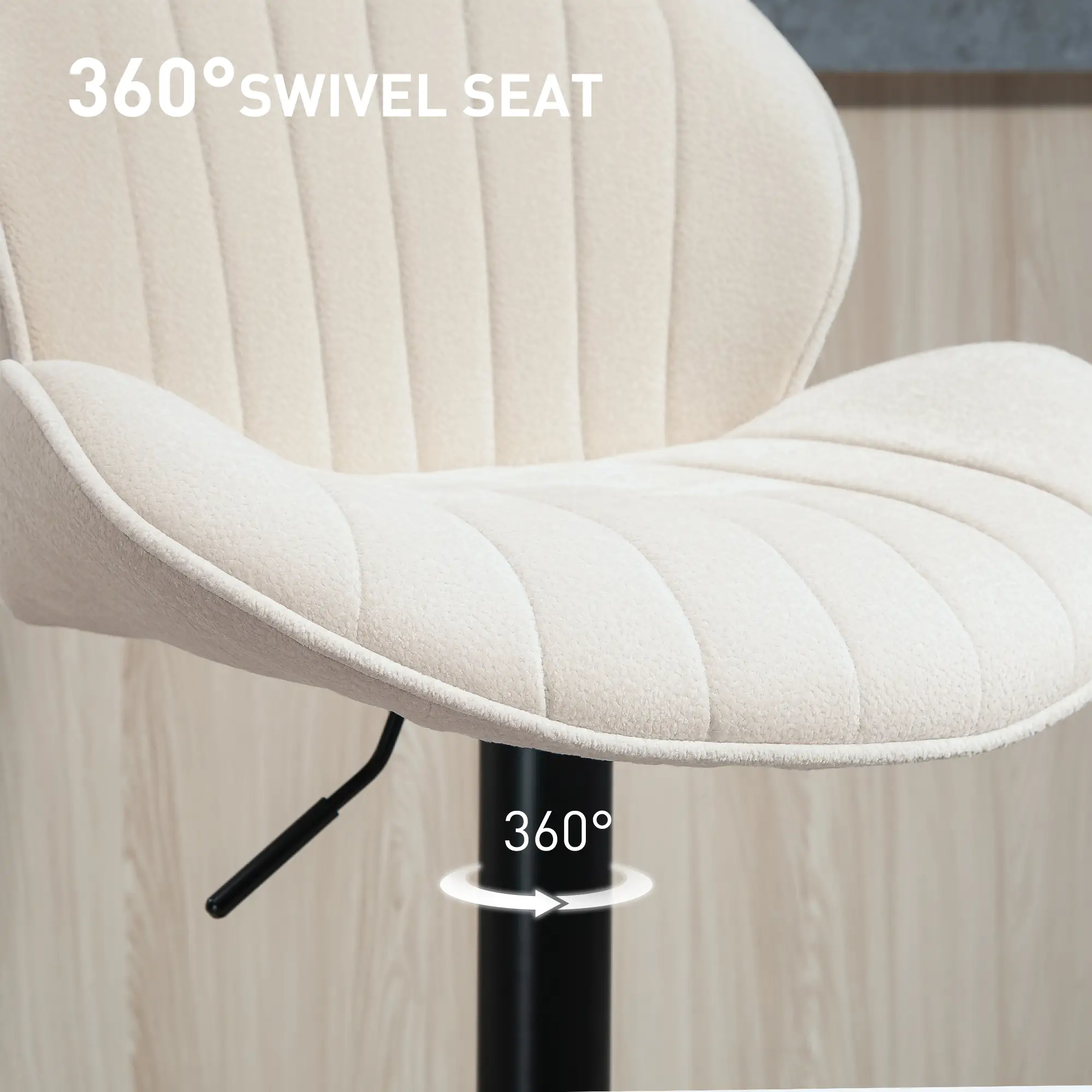 Swivel Bar Stools Set of 2, Adjustable Height with Back, Beige - Image 6