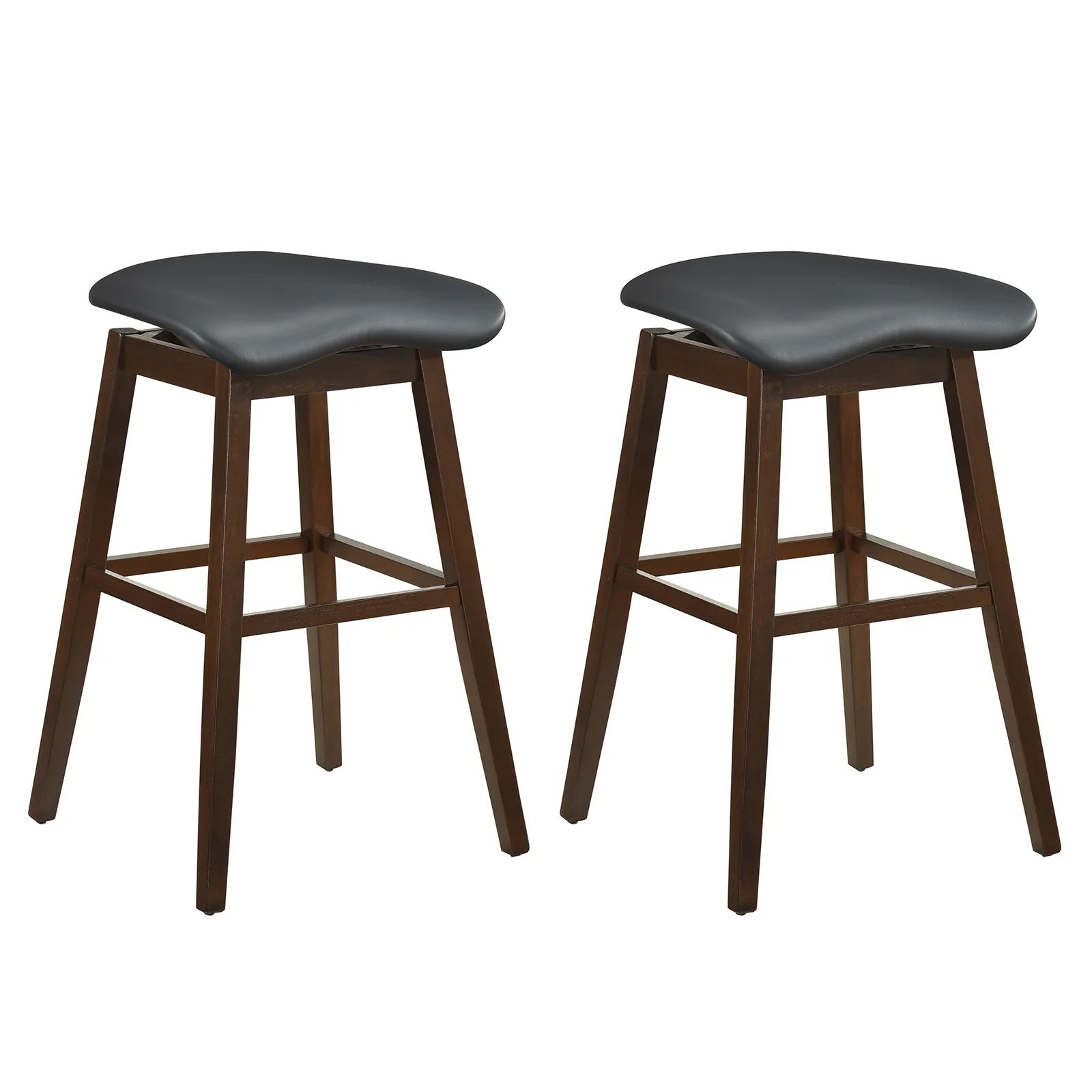 Swivel Bar Stools Set of 2, Padded Seat with Footrest, Brown