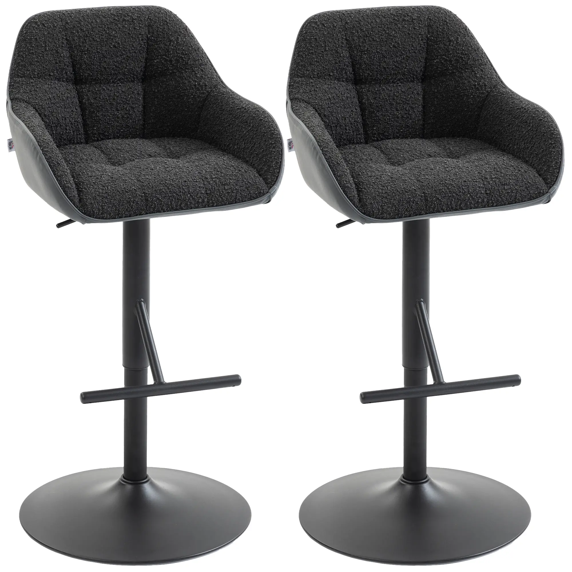 Swivel Counter Height Bar Stools Set of 2, Adjustable Height, Black