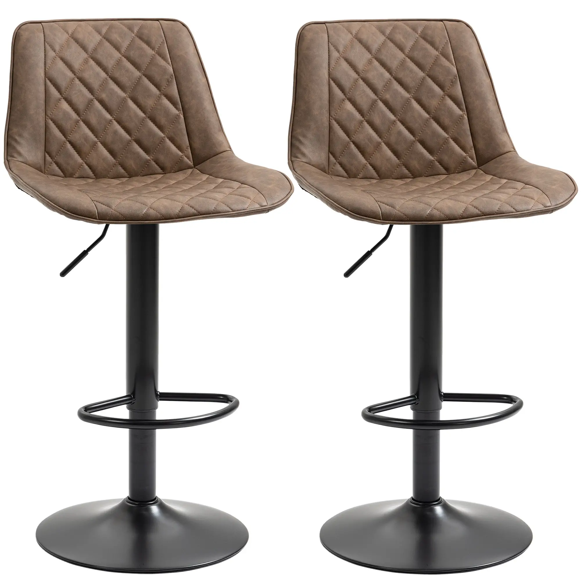 Swivel Counter Height Barstools Set of 2, Adjustable, Dark Brown - Image 11