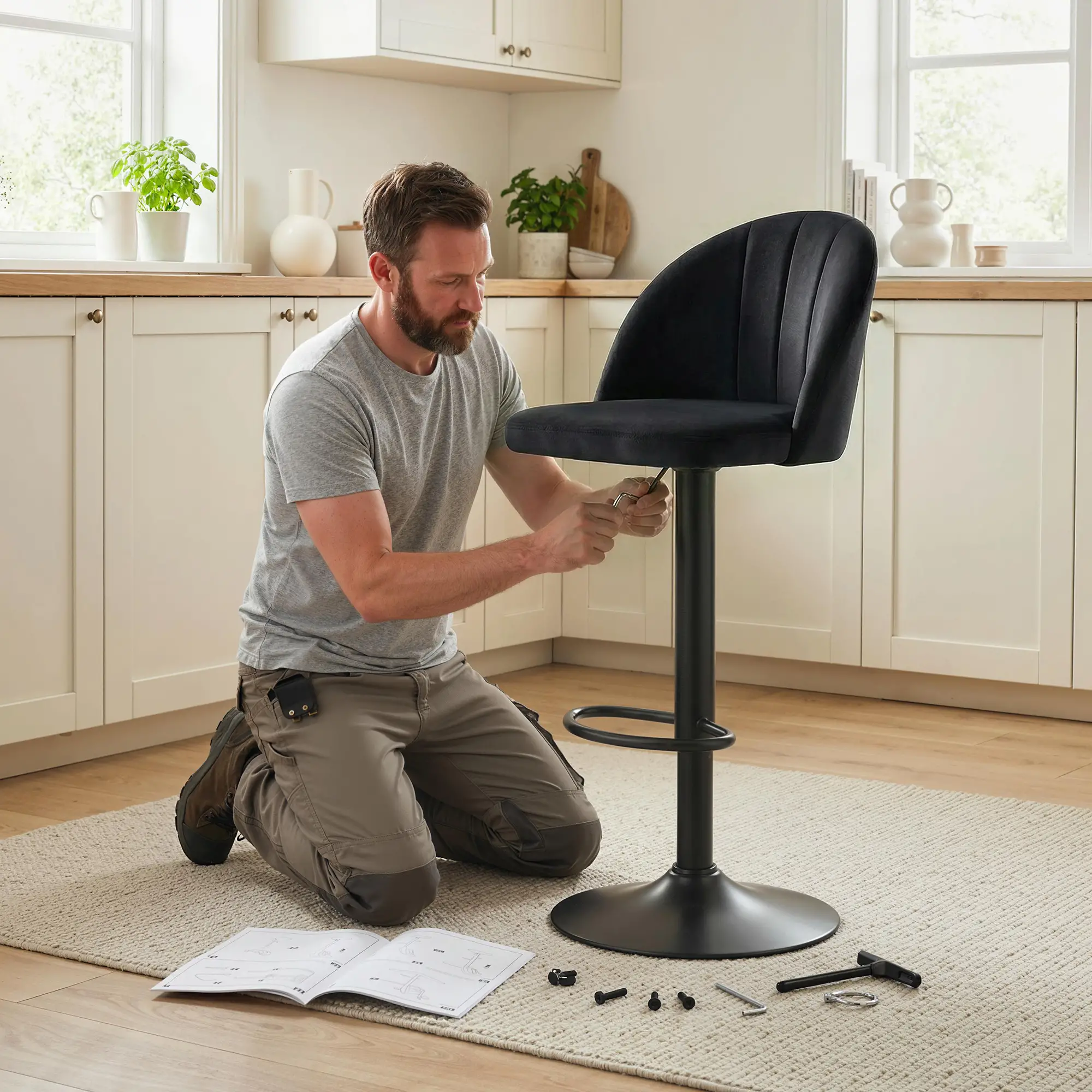 Swivel Counter Height Barstools Set of 2, Black - Image 10