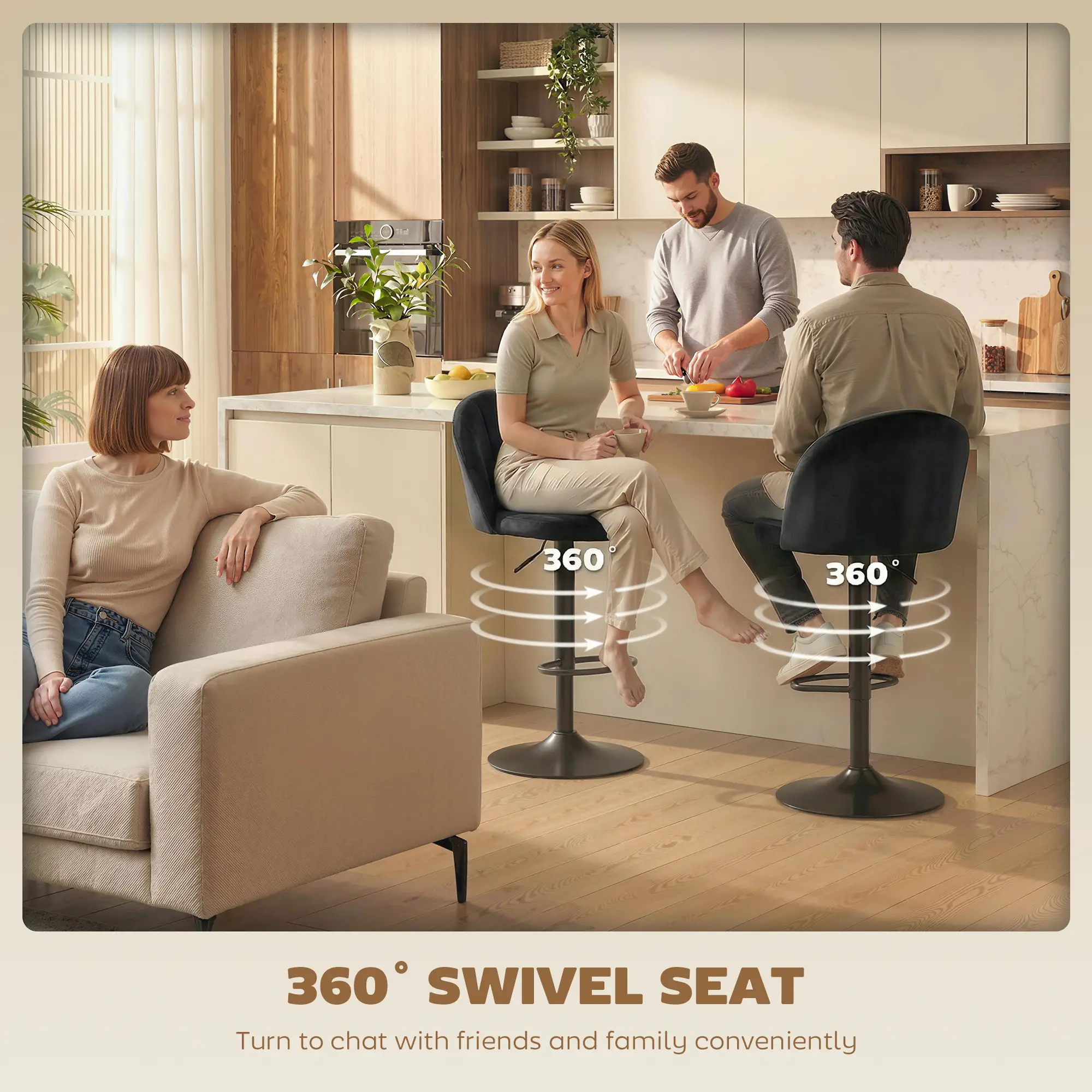Swivel Counter Height Barstools Set of 2, Black - Image 6
