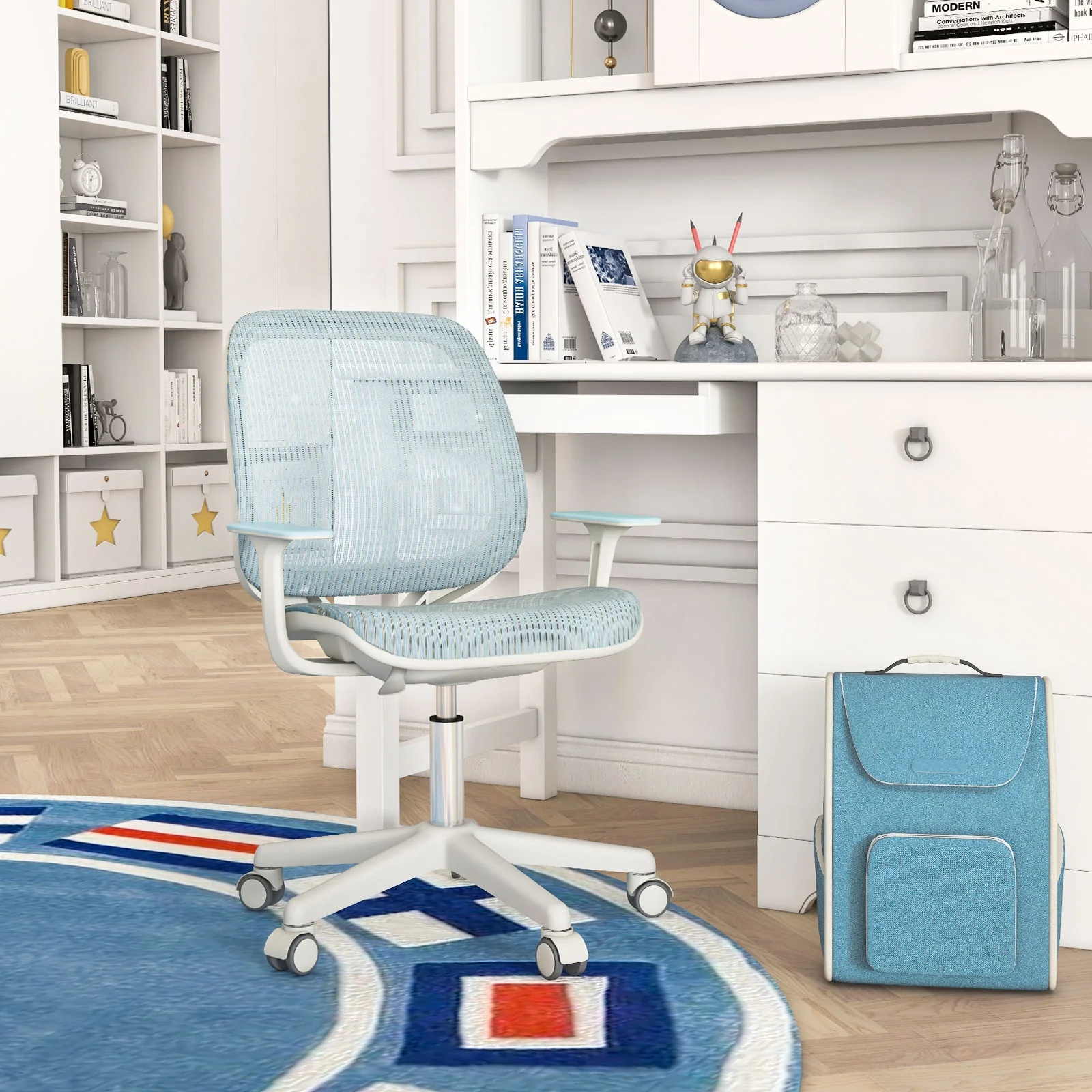 Swivel Mesh Children Computer Chair, Adjustable Height, Blue - Image 2