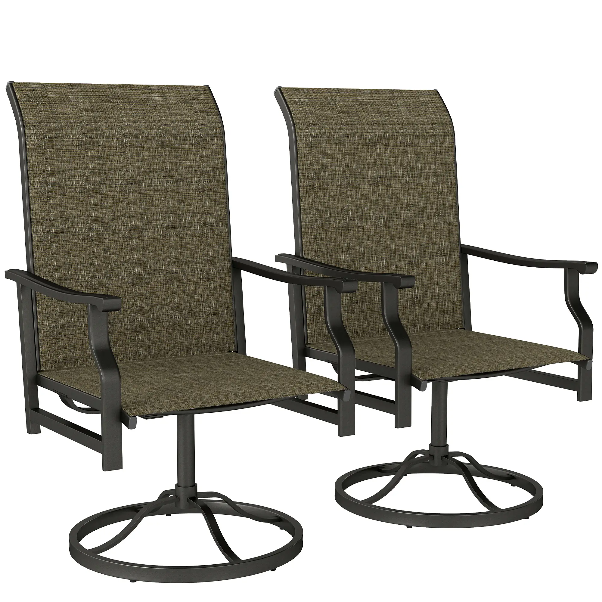 Swivel Rocker Outdoor Chair Set Of 2, High Back, Brown - Image 11