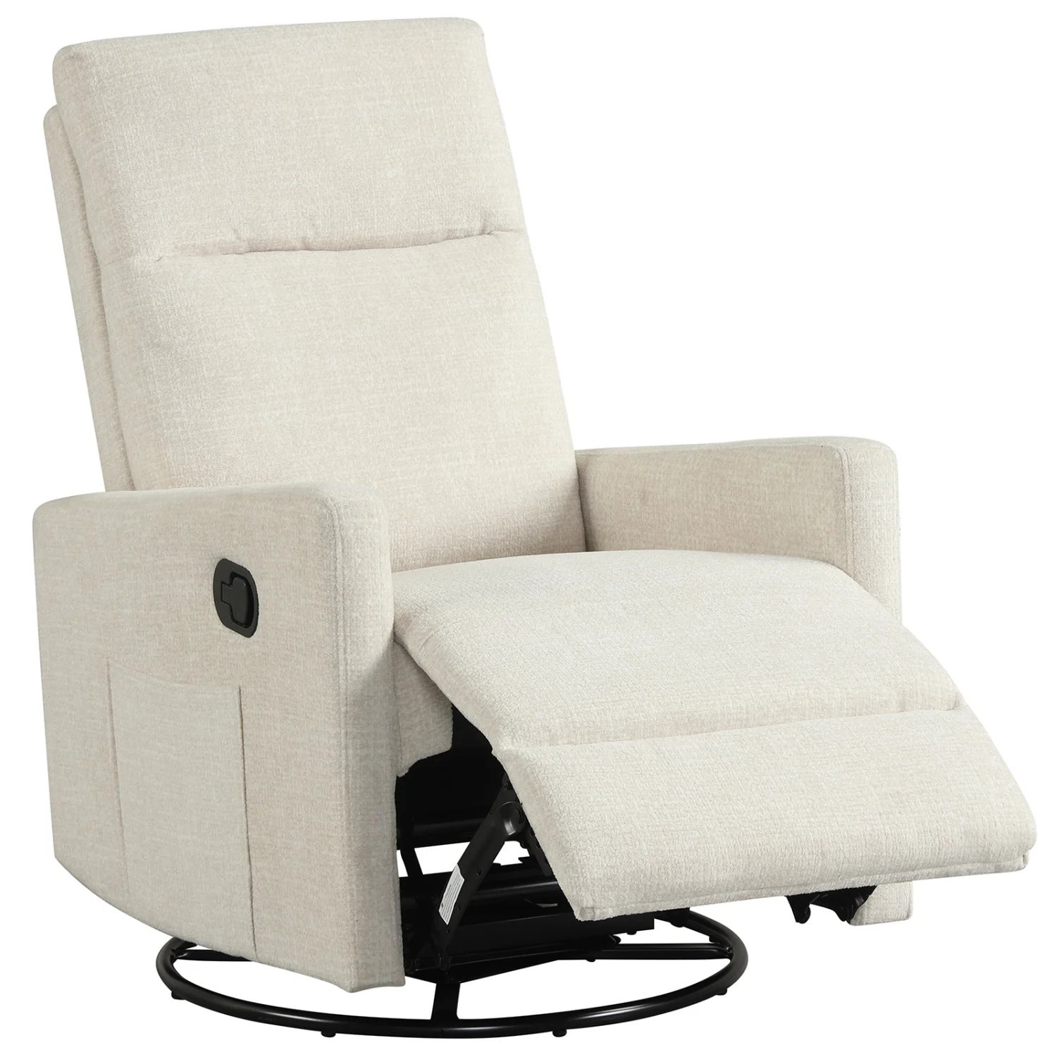 Swivel Rocking Chair 360° Recliner with Cushioned Back, Beige