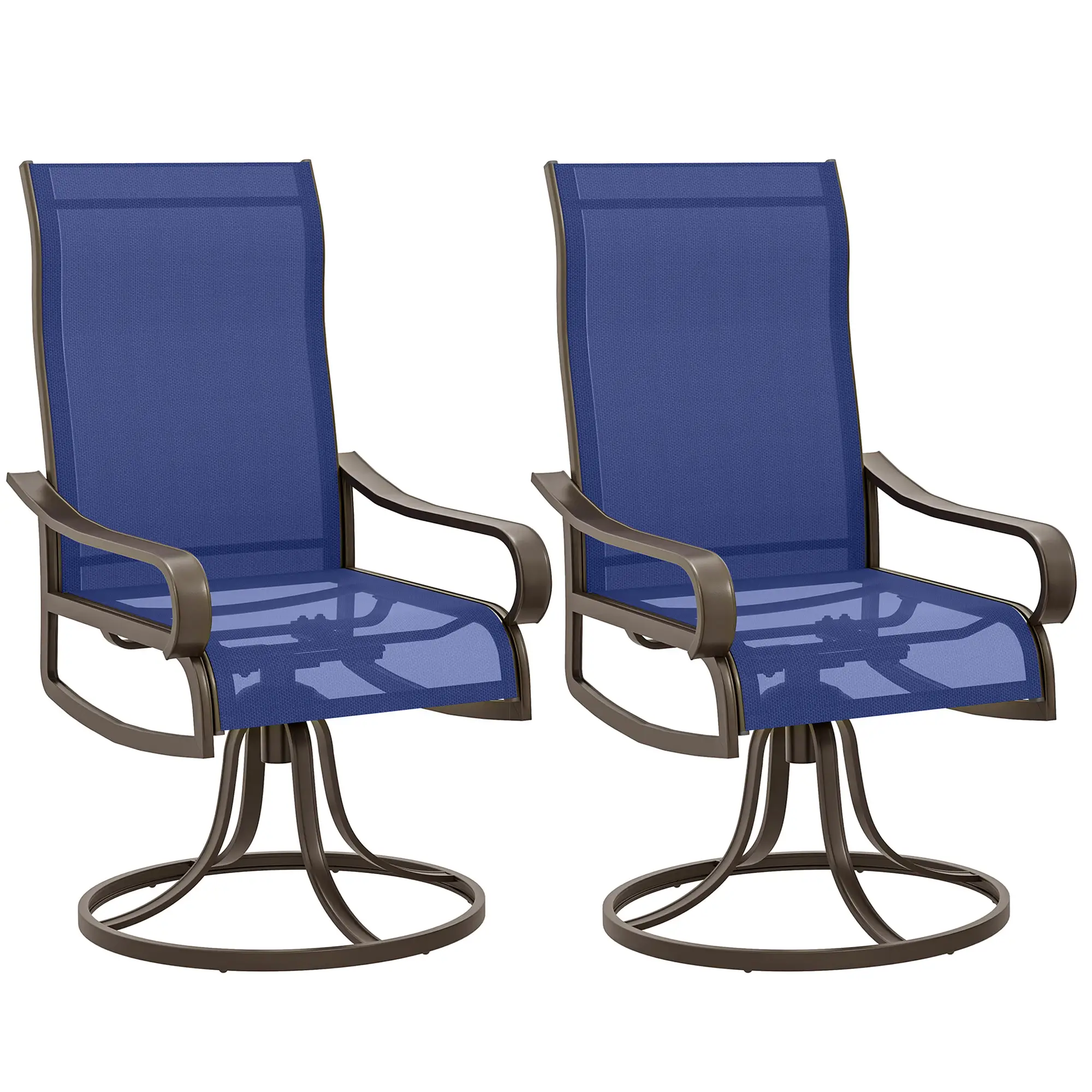 Swivel Rocking Outdoor Chairs, Set of 2, Breathable Mesh, Navy Blue