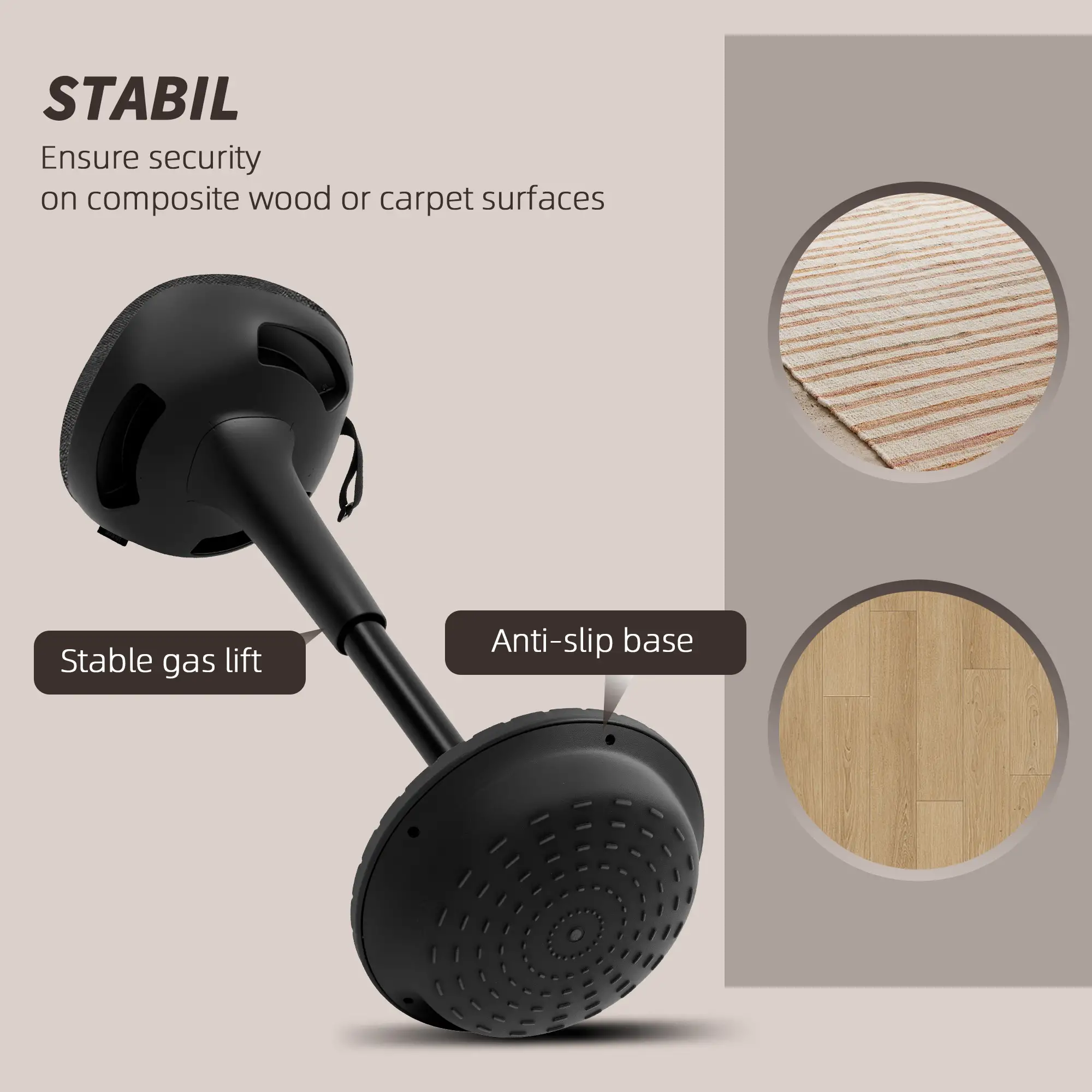 Swivel Standing Desk Chair, Adjustable Ergonomic Stool, Black - Image 7
