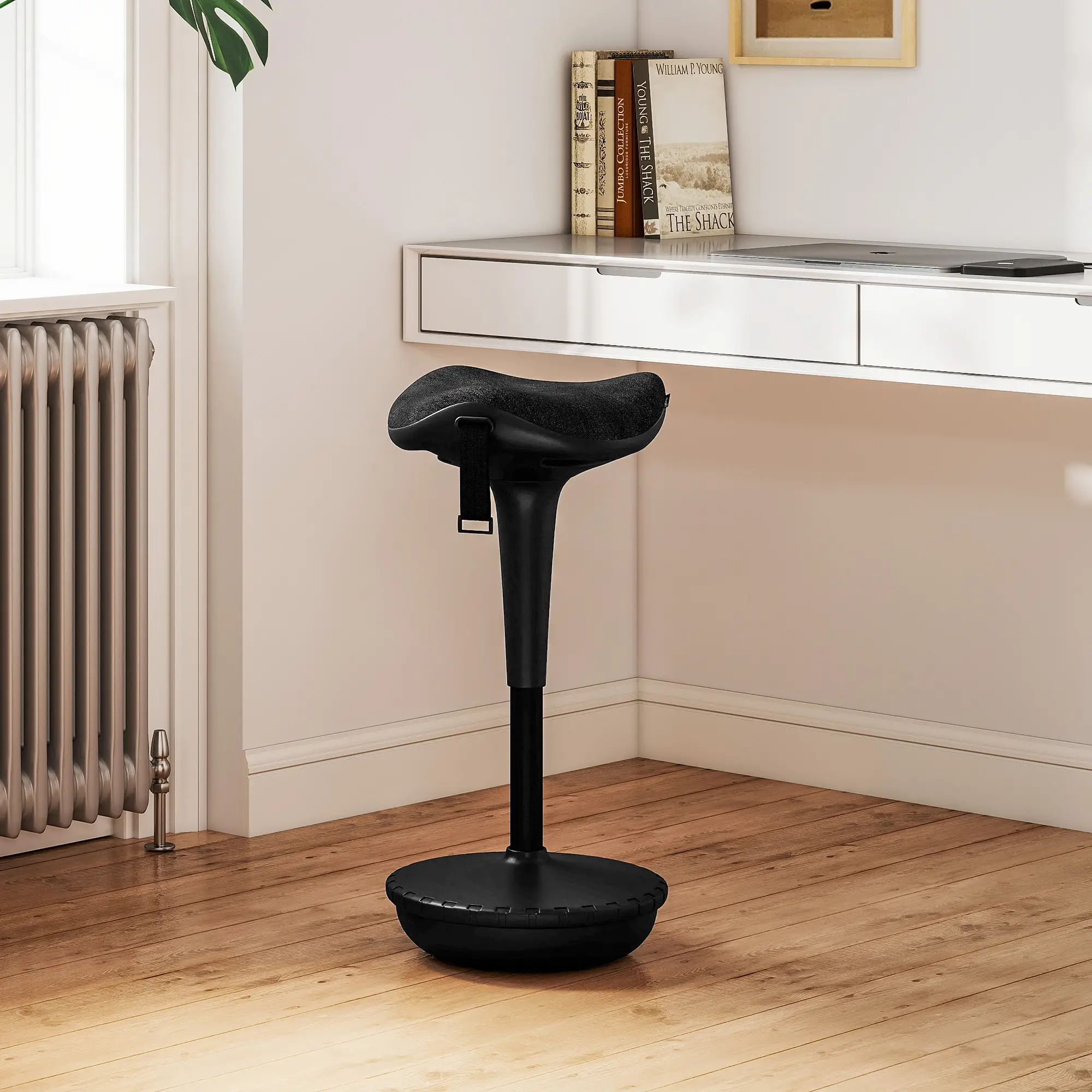Swivel Standing Desk Chair, Adjustable Ergonomic Stool, Black - Image 8