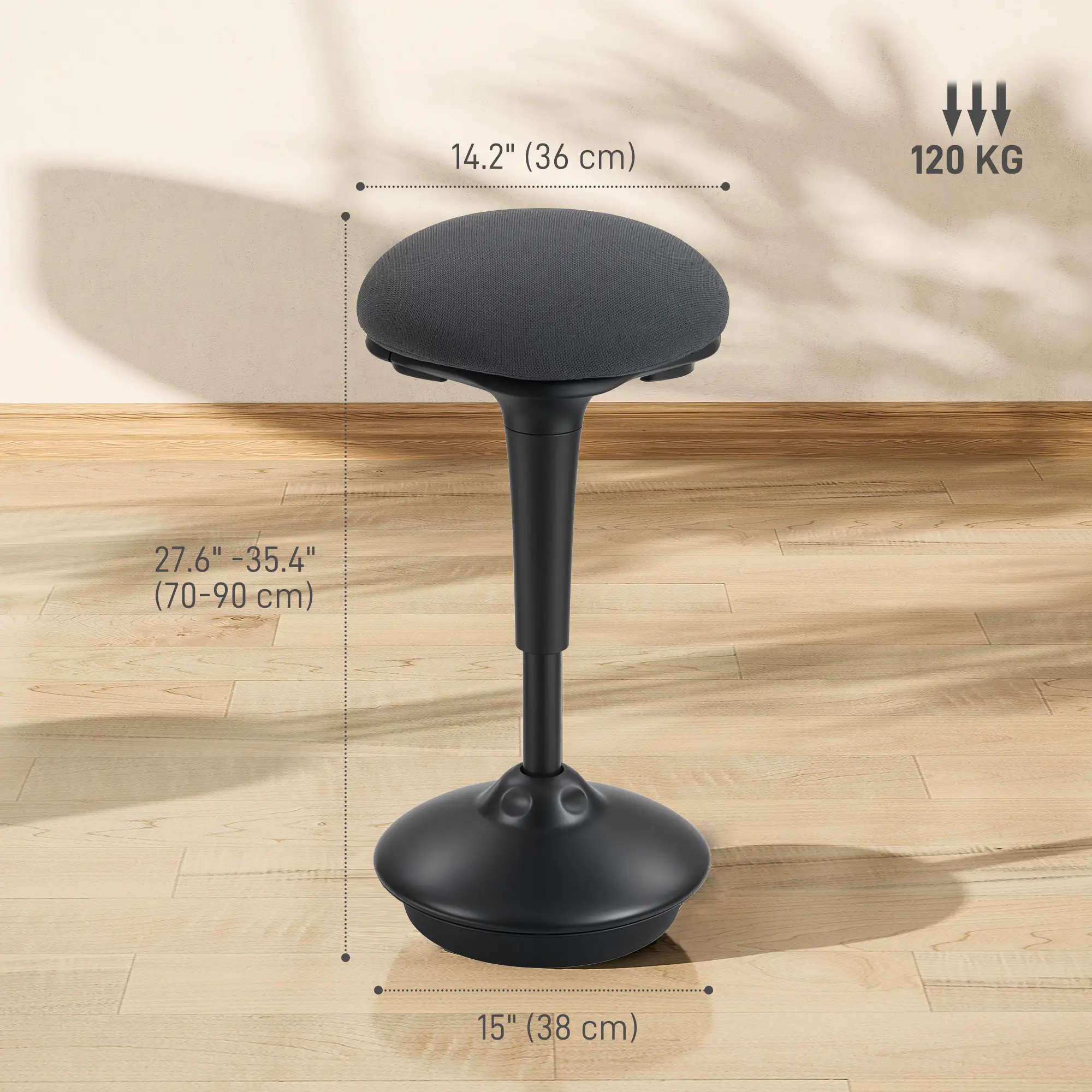 Swivel Standing Desk Chair, Backless Wobble Stool, Adjustable Ergonomic Stool - Image 3