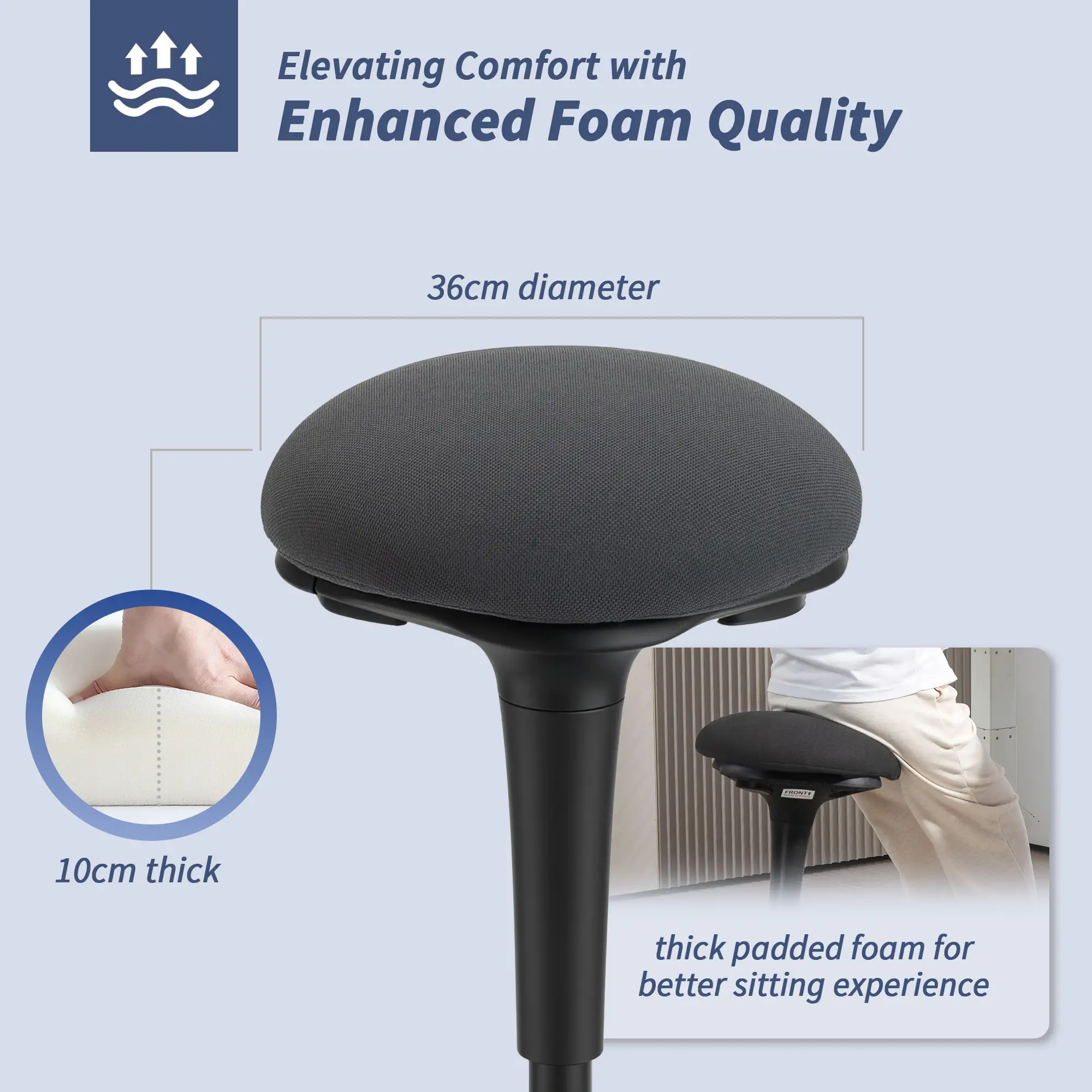 Swivel Standing Desk Chair, Backless Wobble Stool, Adjustable Ergonomic Stool - Image 6