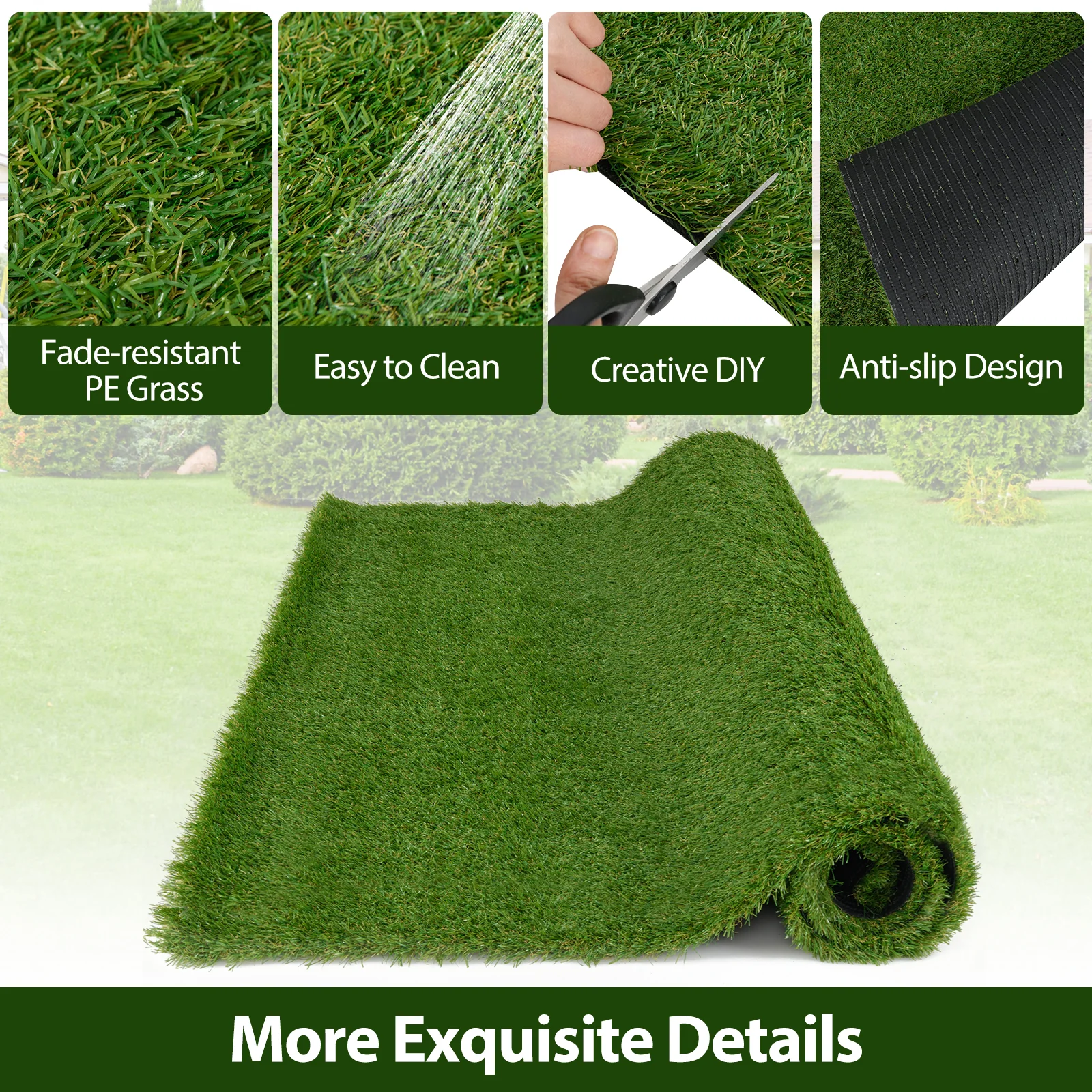 Synthetic Turf Mat With Drainage Holes, M, Green - Image 10