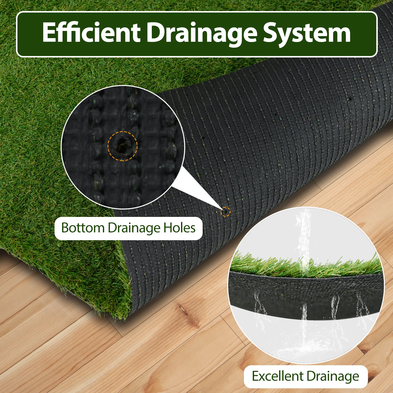 Synthetic Turf Mat With Drainage Holes, M, Green - Image 7