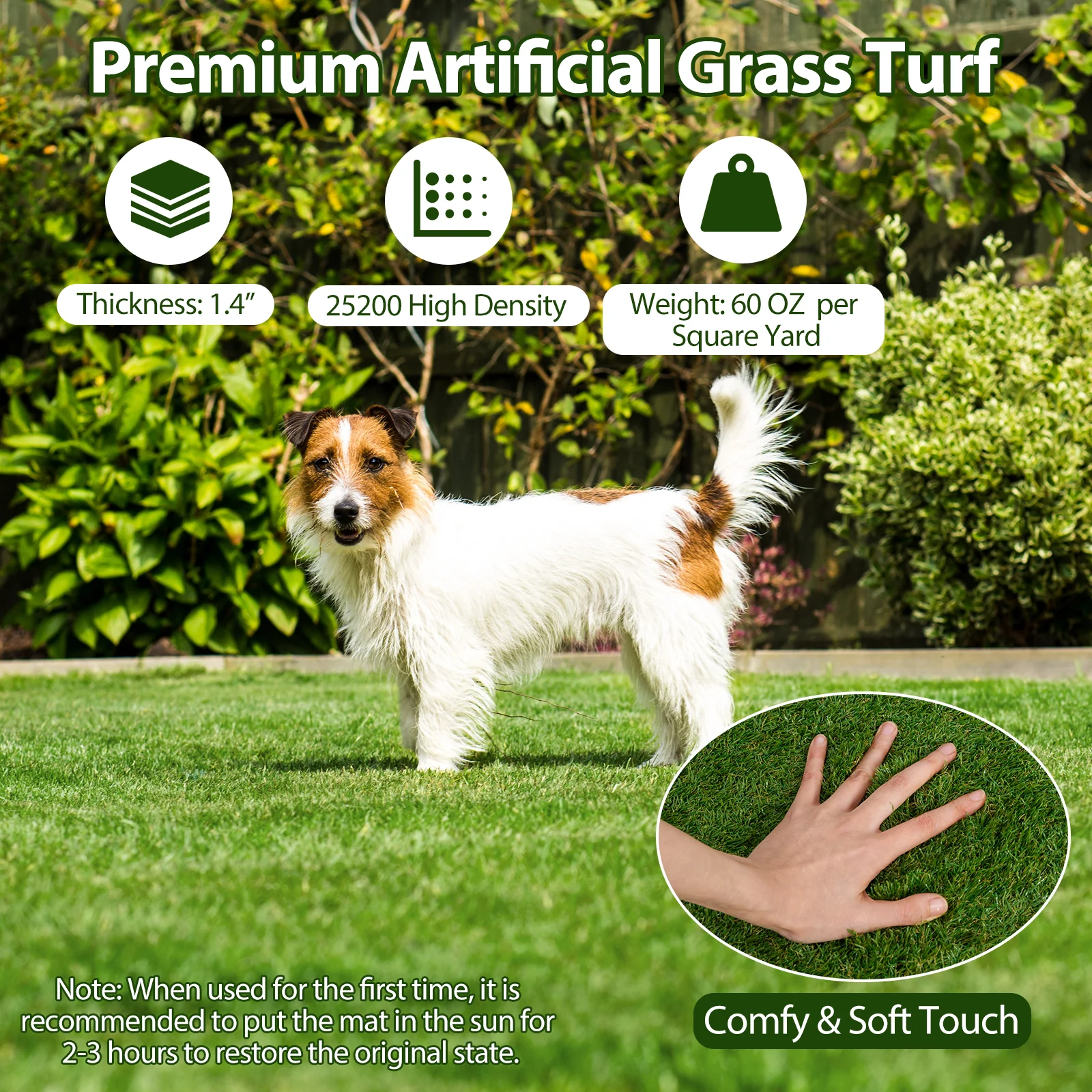 Synthetic Turf Mat With Drainage Holes, M, Green - Image 8