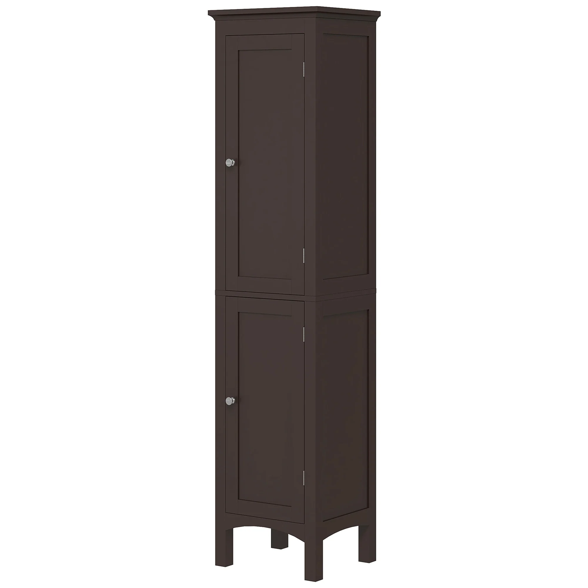 Tall Bathroom Cabinet, Freestanding Storage, Adjustable Shelves, 15" x 13" x 63", Dark Brown