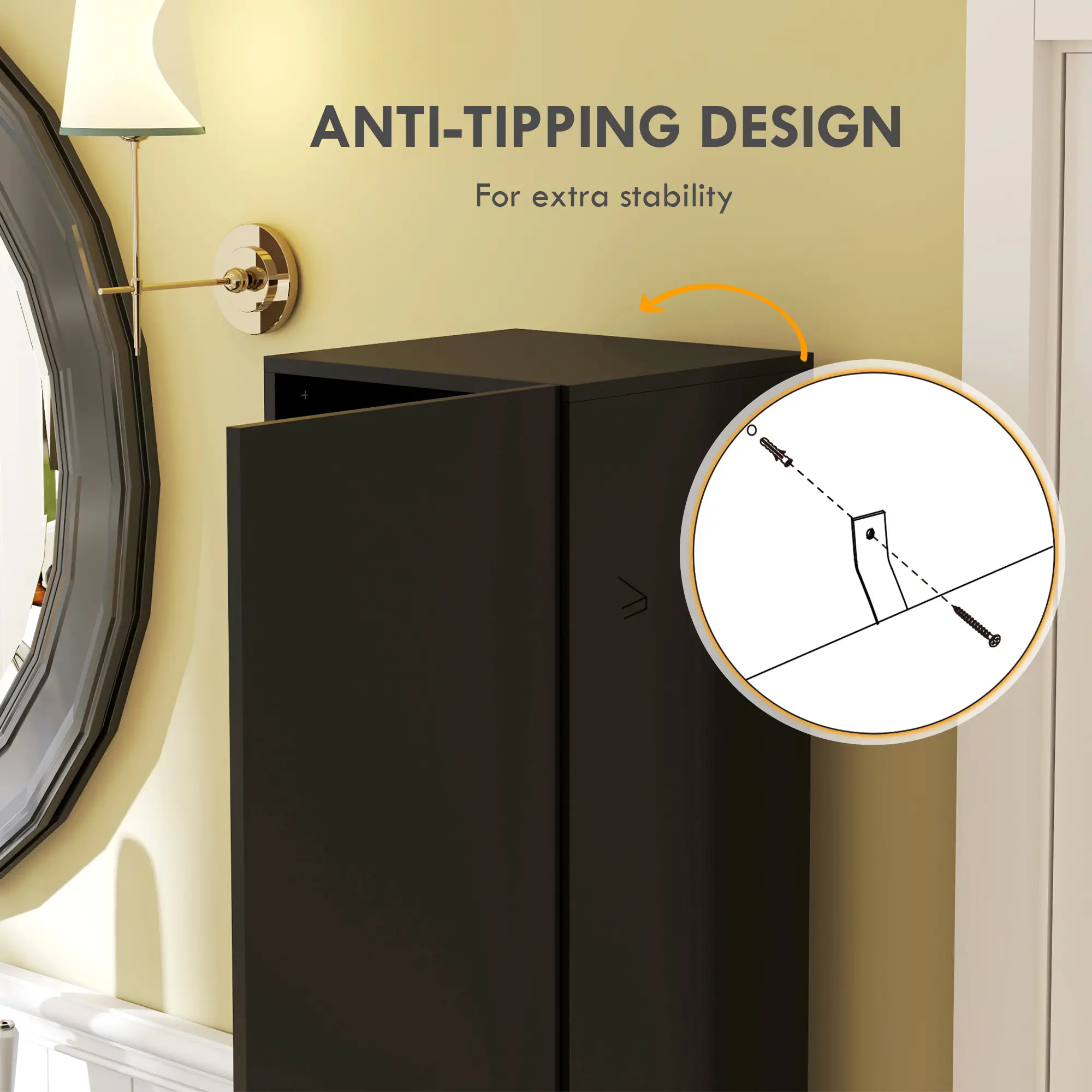 Tall Bathroom Cabinet, High Gloss Storage, Adjustable Shelves, 11.8" x 11.8" x 71.5", Black - Image 6