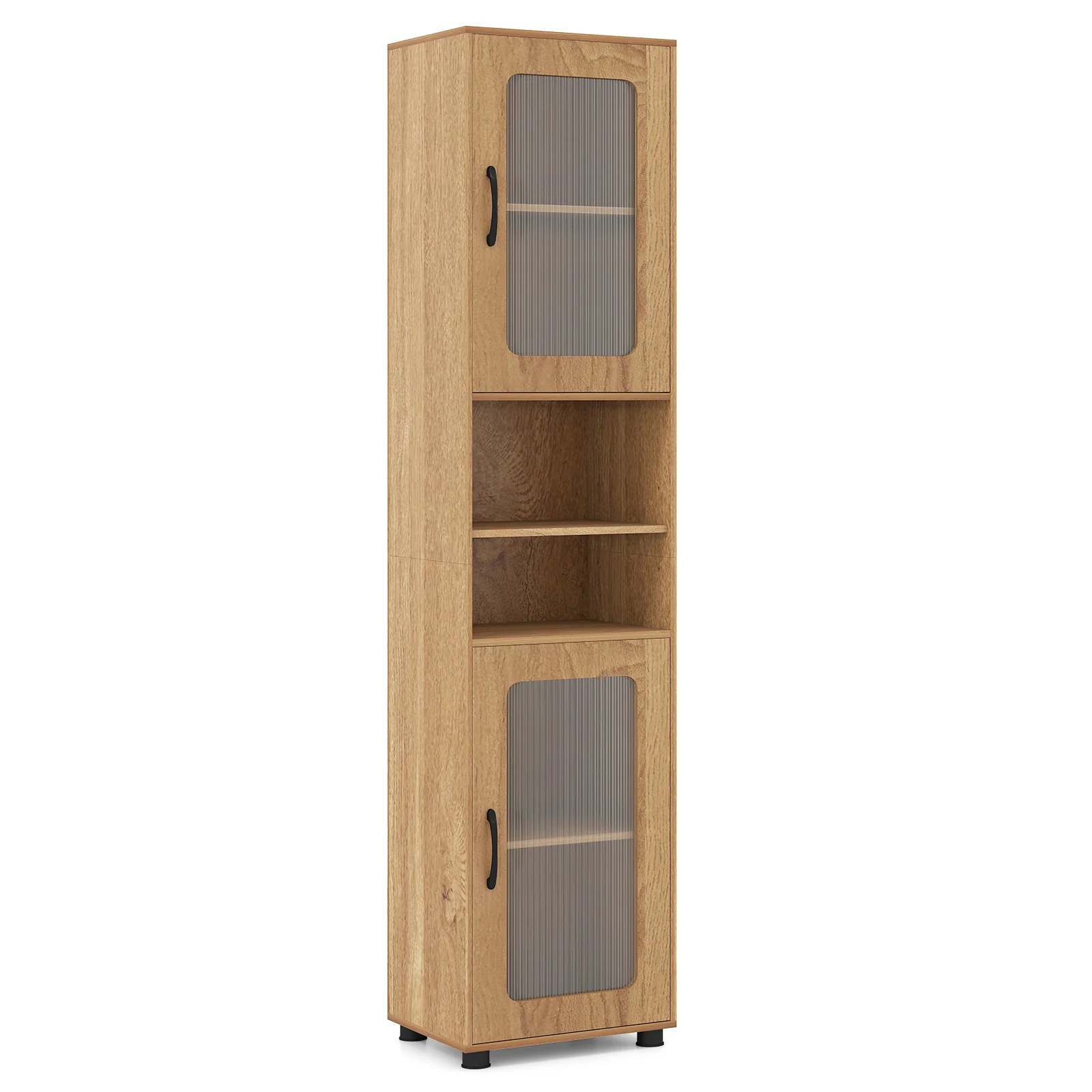 Tall Bathroom Storage Cabinet 67 In, Freestanding Organizer, Natural