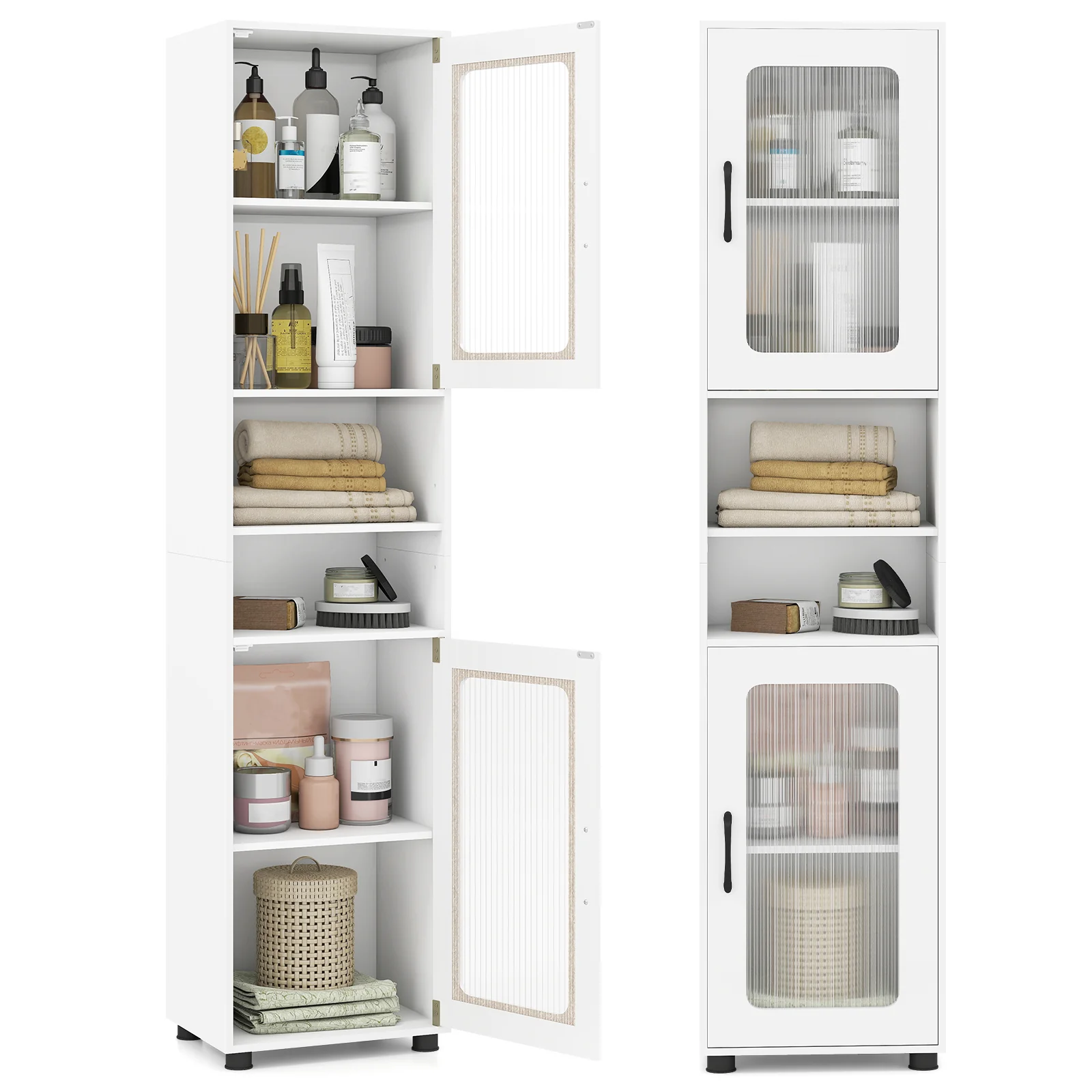 Tall Bathroom Storage Cabinet, 67 Inches, White - Image 4