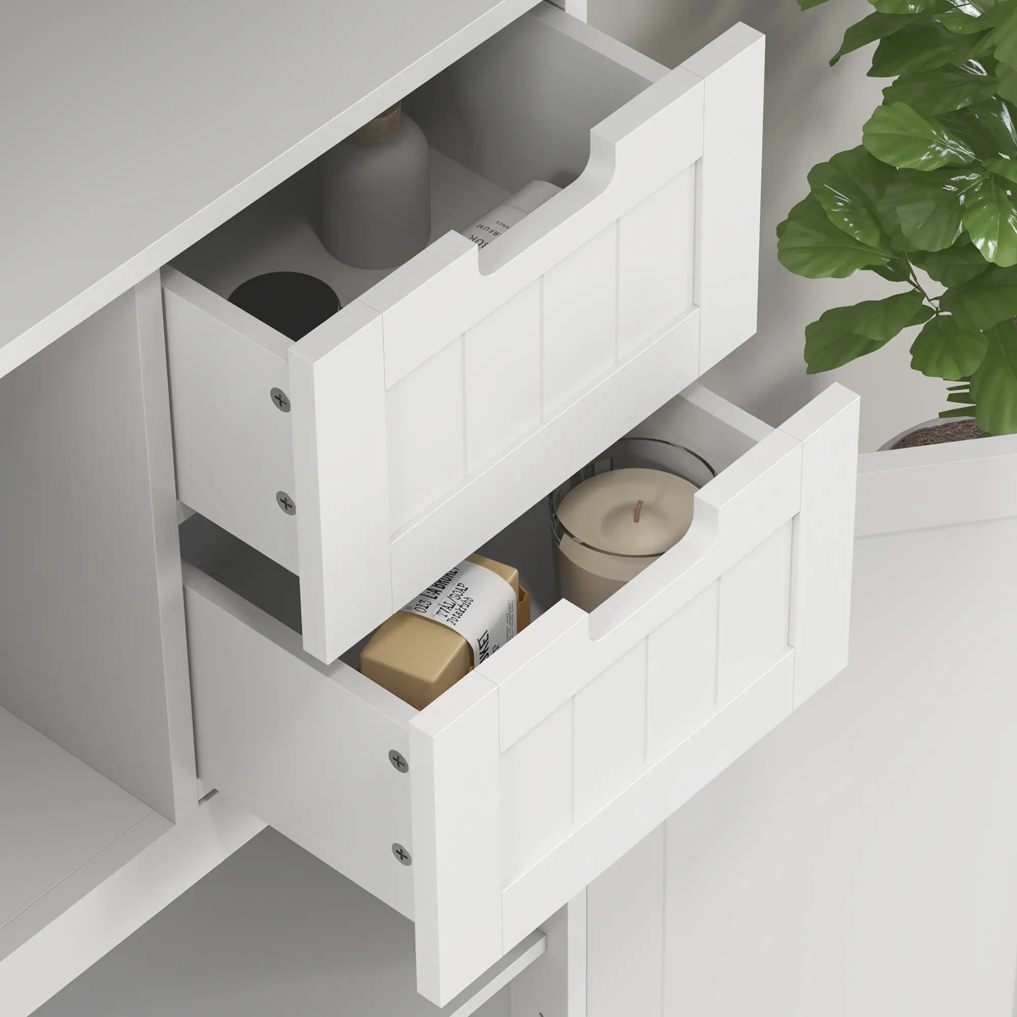Tall Bathroom Storage Cabinet, Adjustable Shelves, White - Image 10