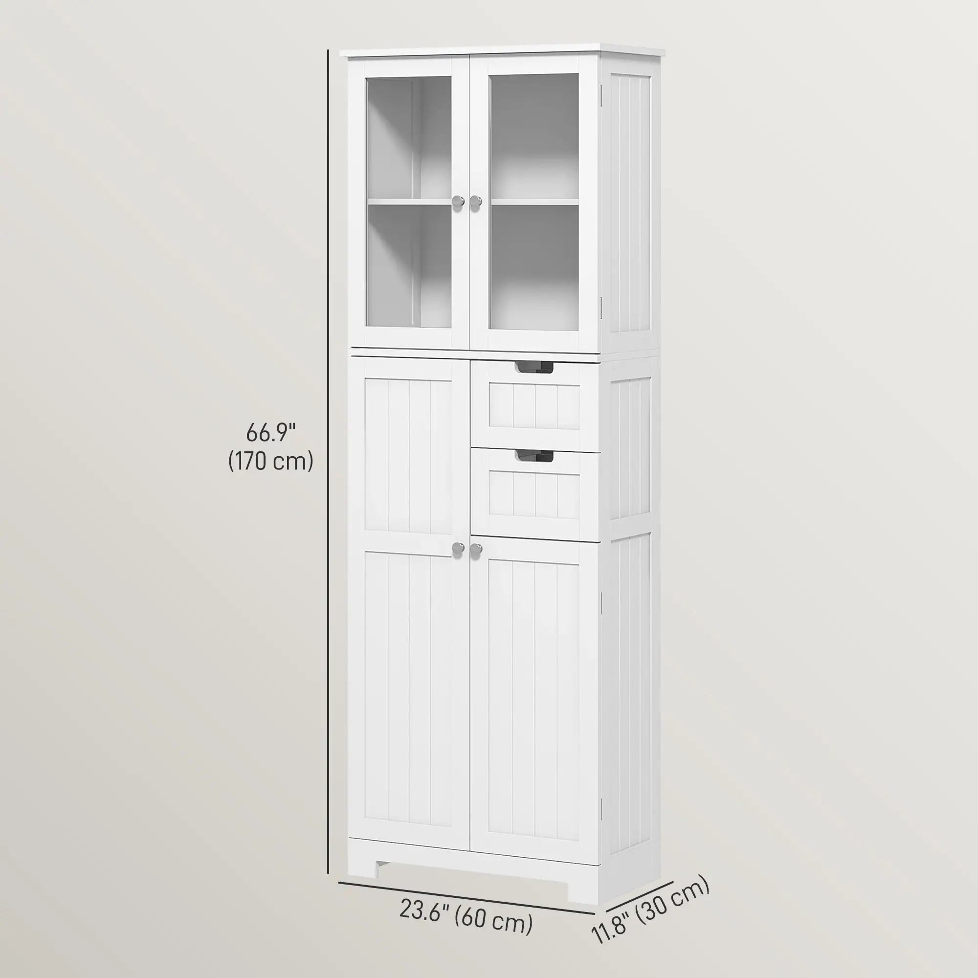 Tall Bathroom Storage Cabinet, Adjustable Shelves, White - Image 3