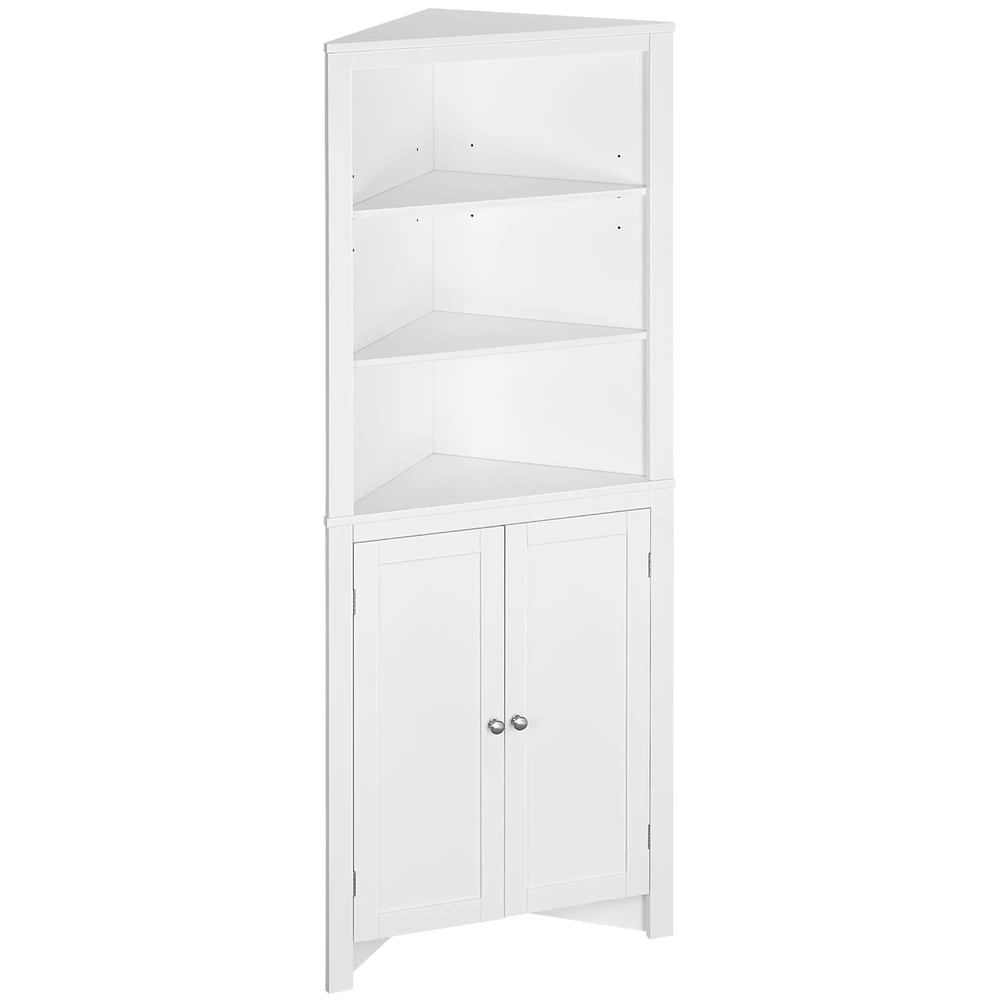 Tall Bathroom Storage Cabinet, Corner Cabinet with Doors, White