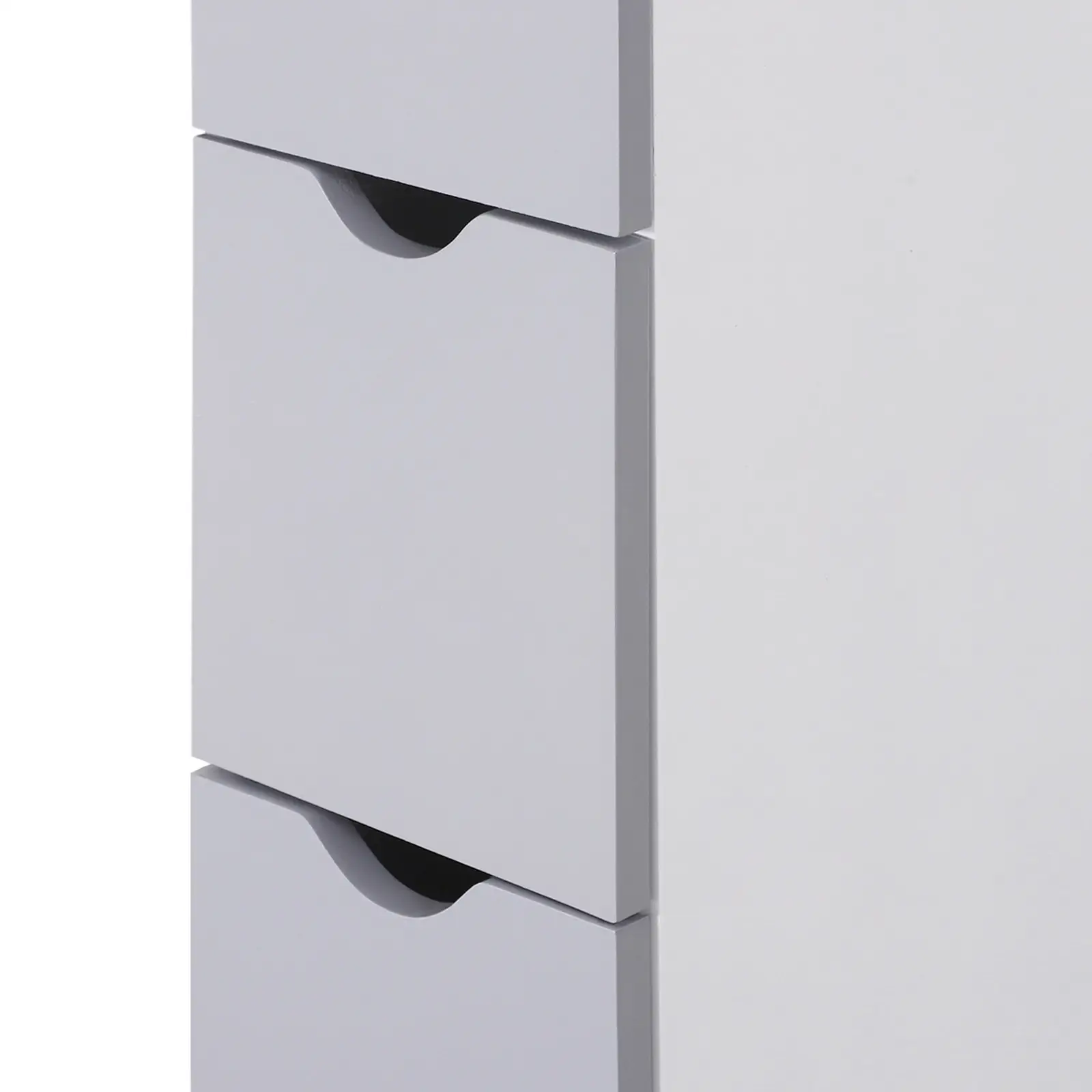 Tall Narrow Bathroom Storage Cabinet with Drawers, Open Shelves, White Grey - Image 9
