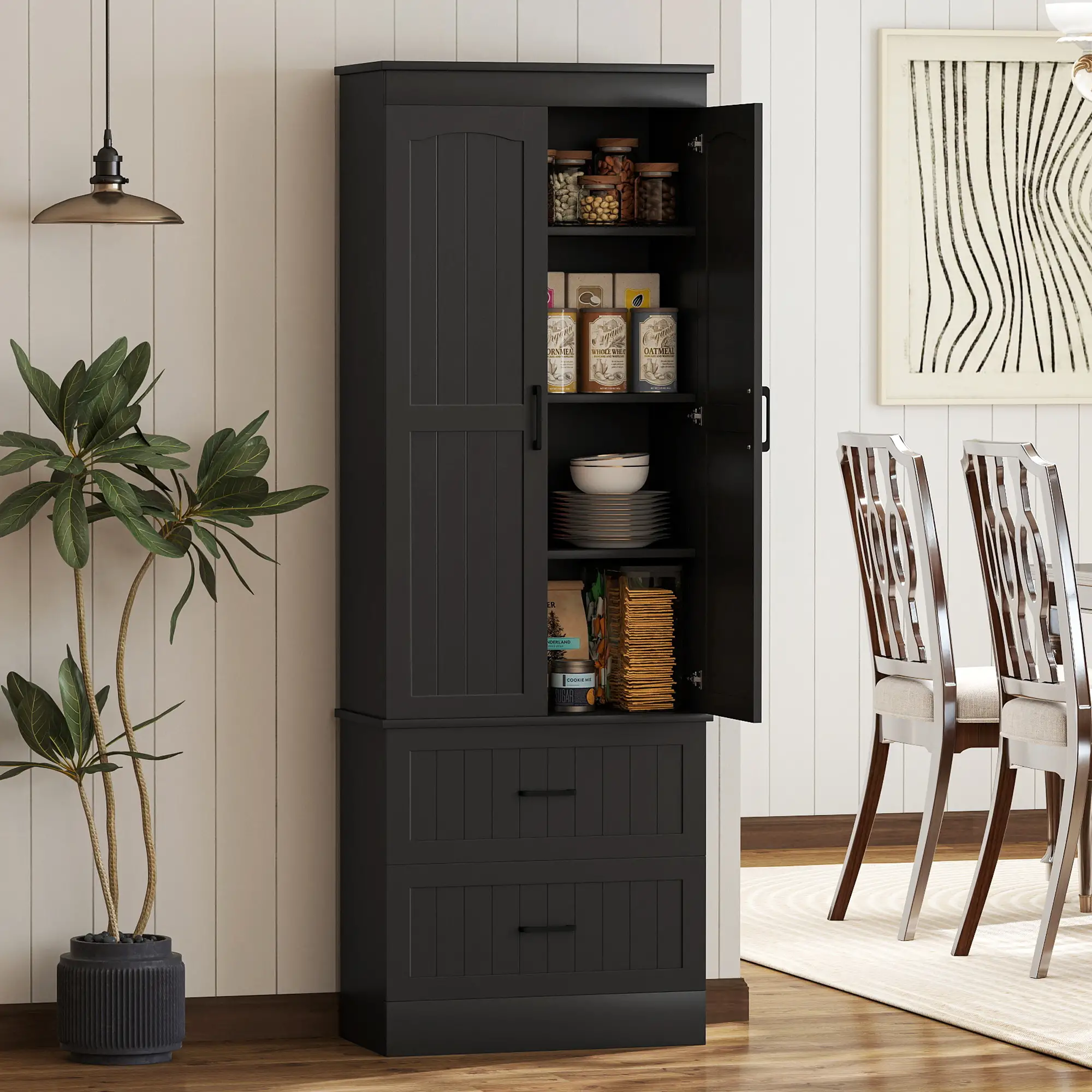 Tall Pantry Cabinet, 67", Kitchen Storage with Adjustable Shelves, Black - Image 8
