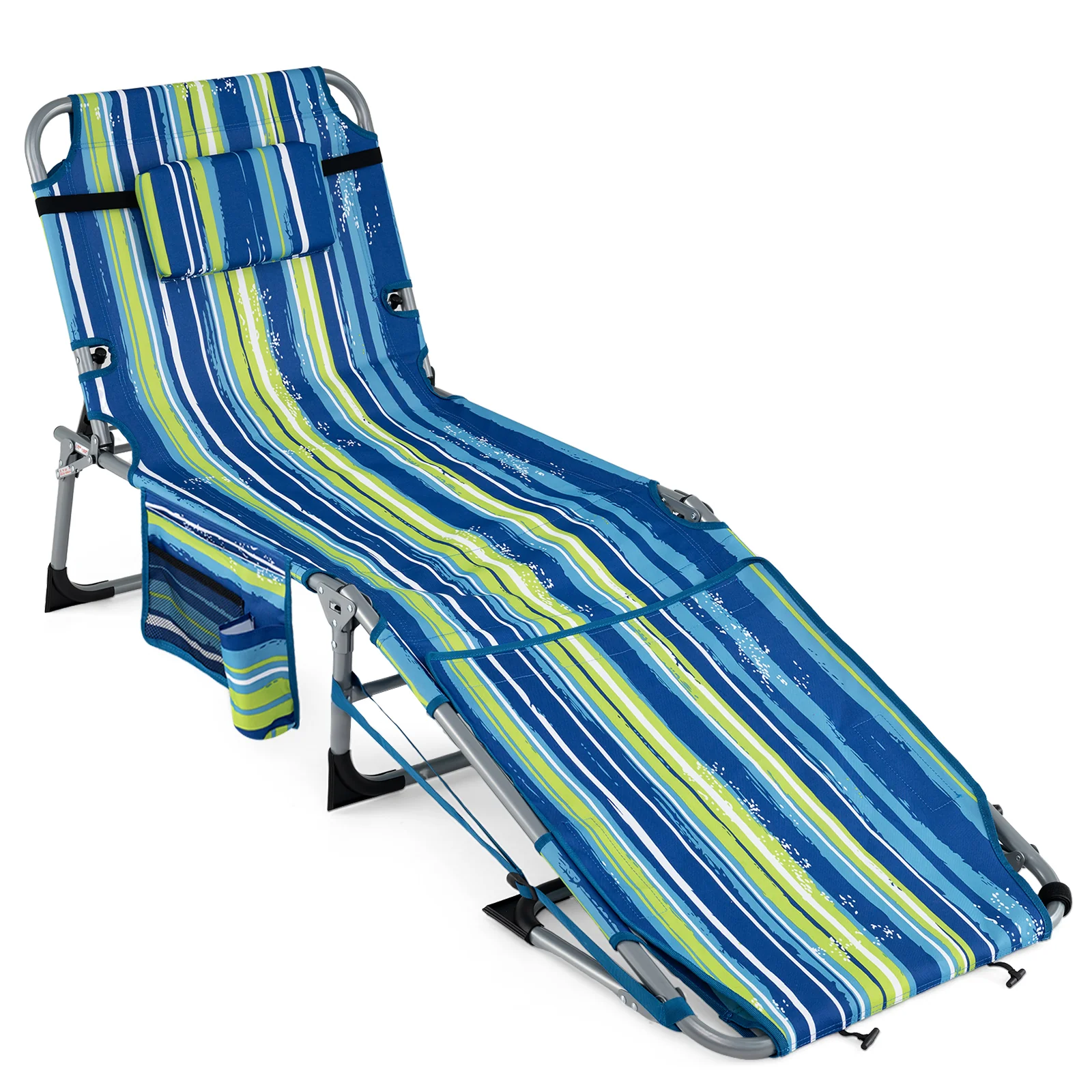 Tanning Chair With Face Arm Holes, Portable Sunbathing Chair, Green