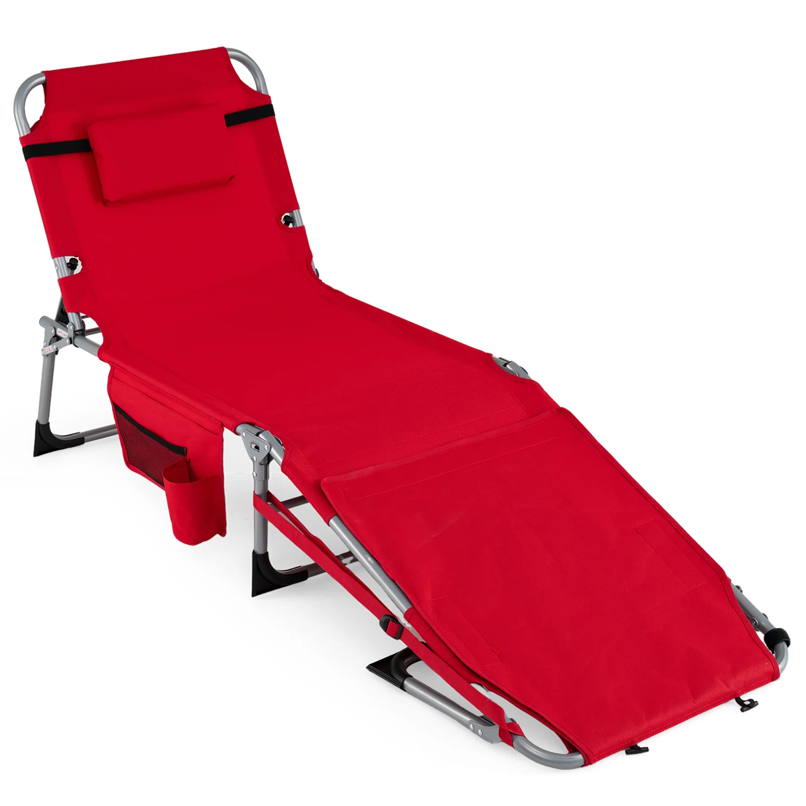 Tanning Chair With Face Arm Holes, Portable Sunbathing Chair, Red