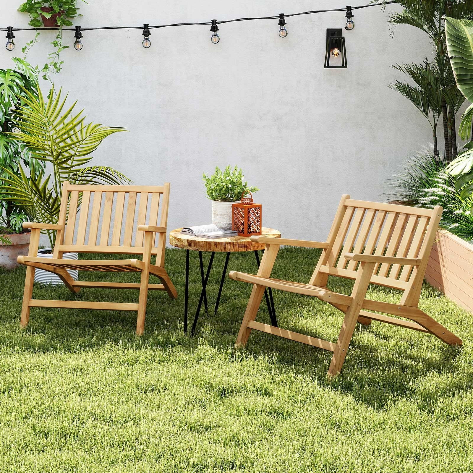 Teak Wood Outdoor Reclining Chair, Natural - Image 6