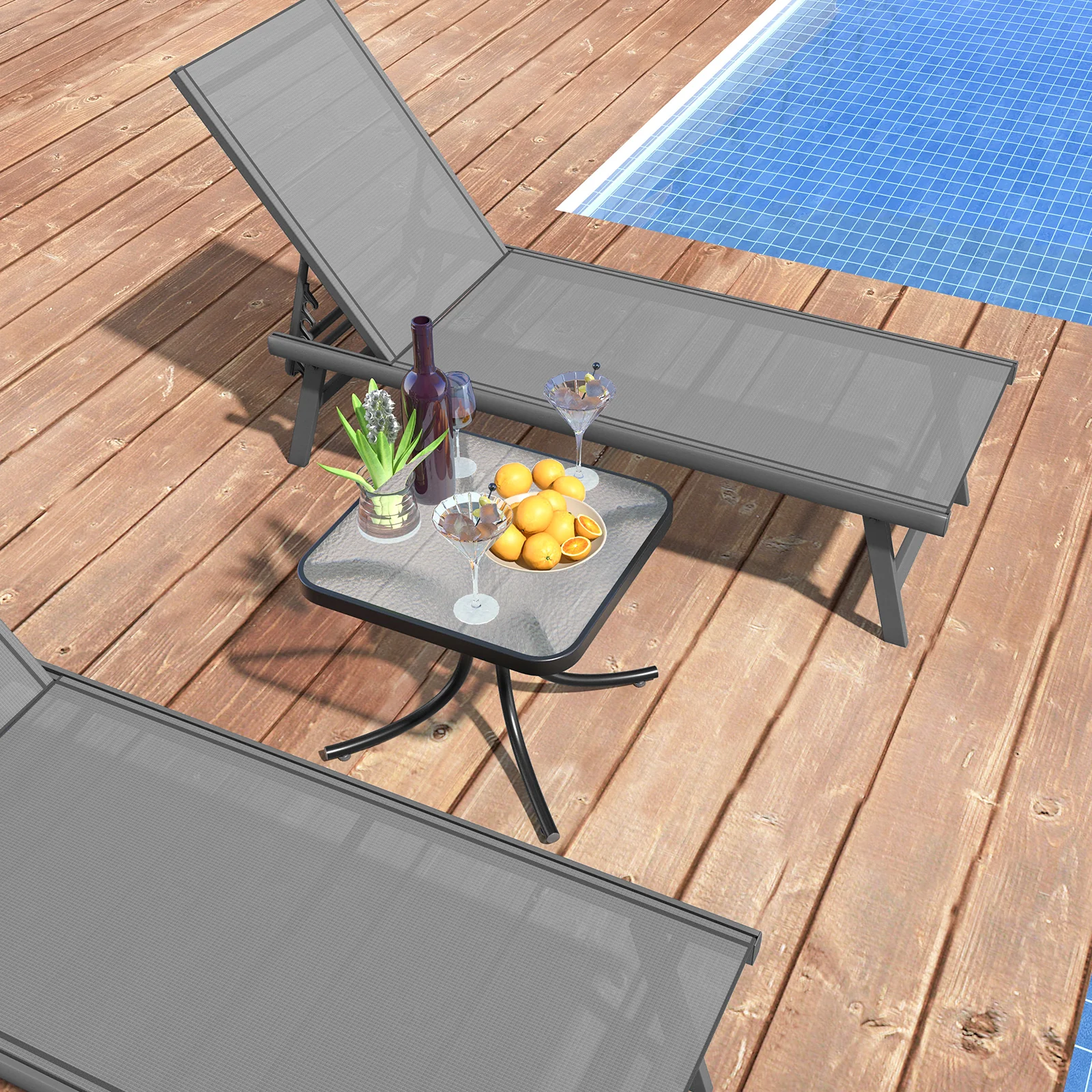 Tempered Glass Top Patio Table, Heavy-Duty Metal Frame, Black - Image 2