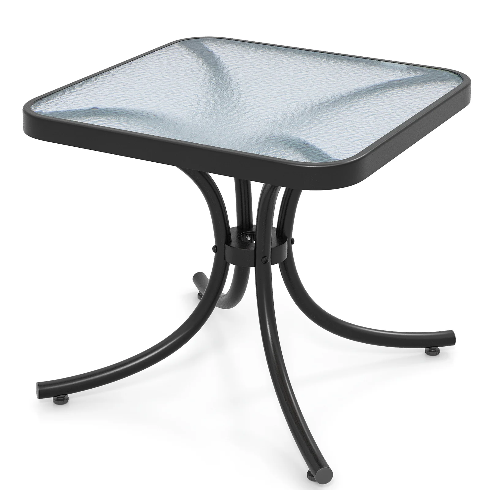 Tempered Glass Top Patio Table, Heavy-Duty Metal Frame, Black - Image 5