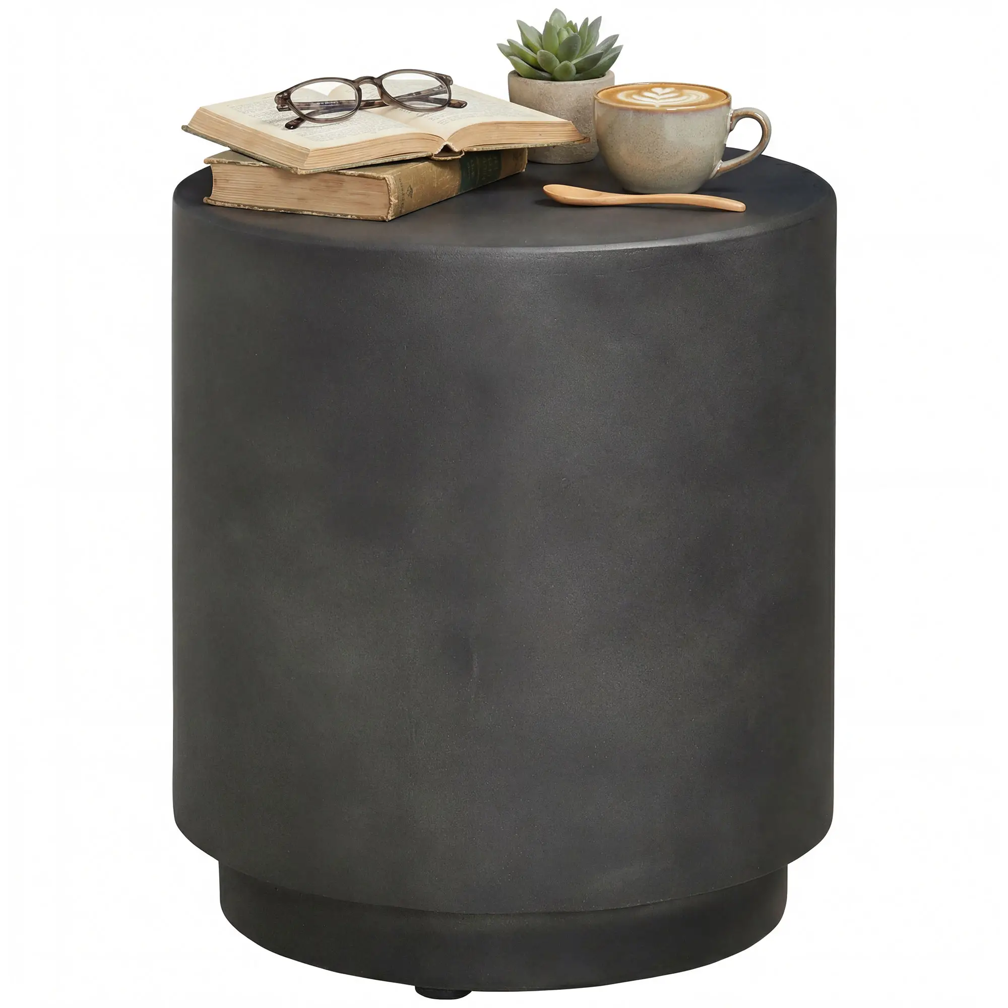 Terrazzo Finish Side Table, 17" Round, Charcoal Grey - Image 11
