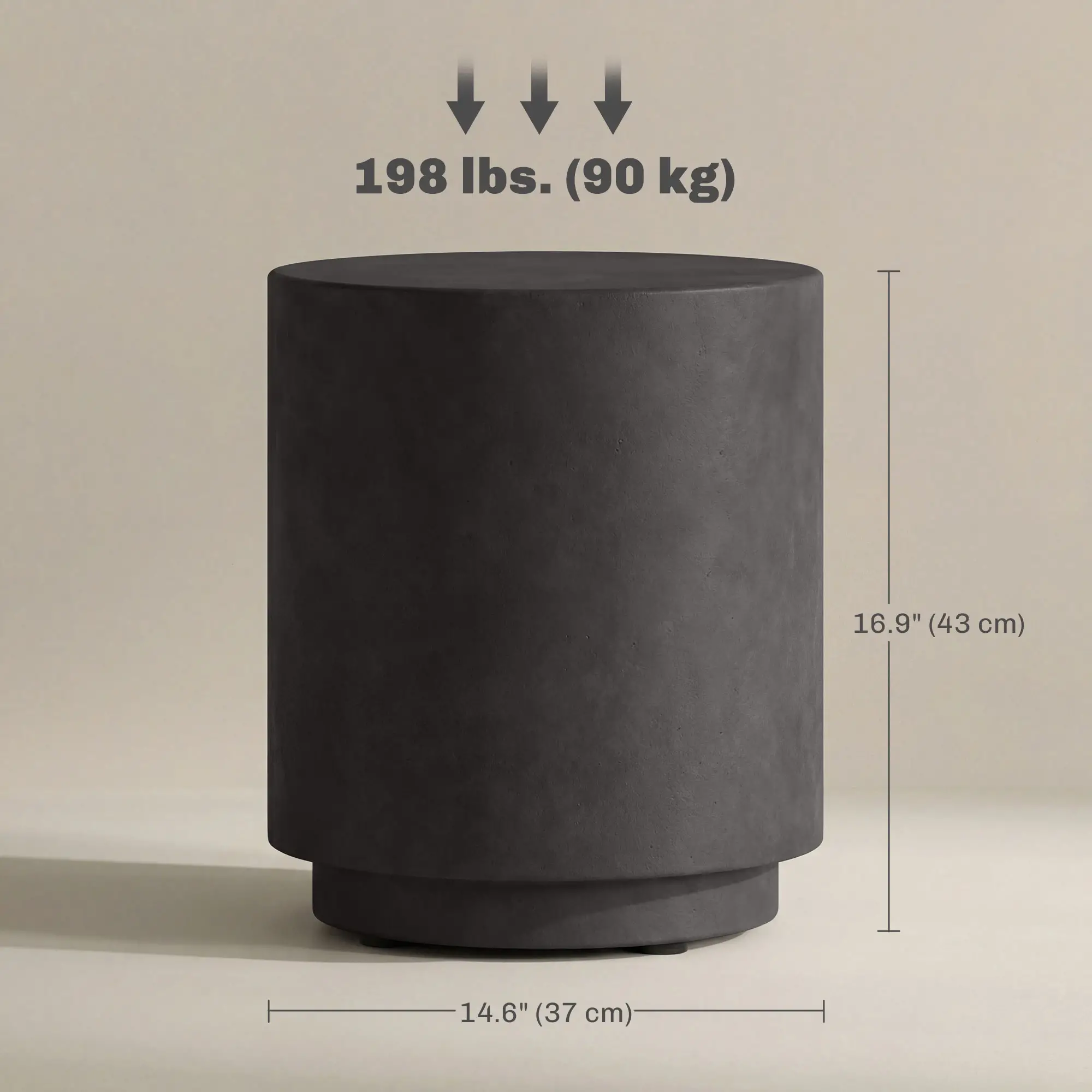 Terrazzo Finish Side Table, 17" Round, Charcoal Grey - Image 3