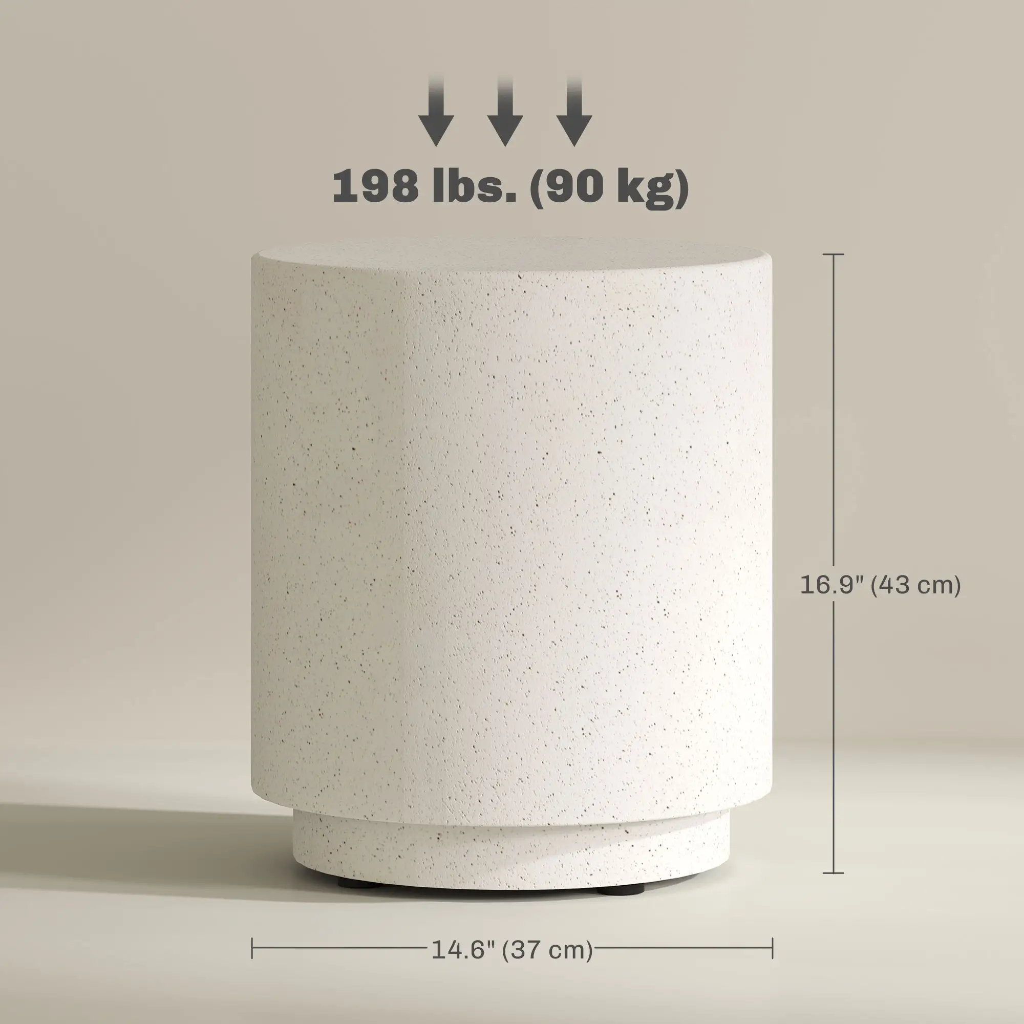 Terrazzo Finish Side Table, 17" Round, White, Cream - Image 3