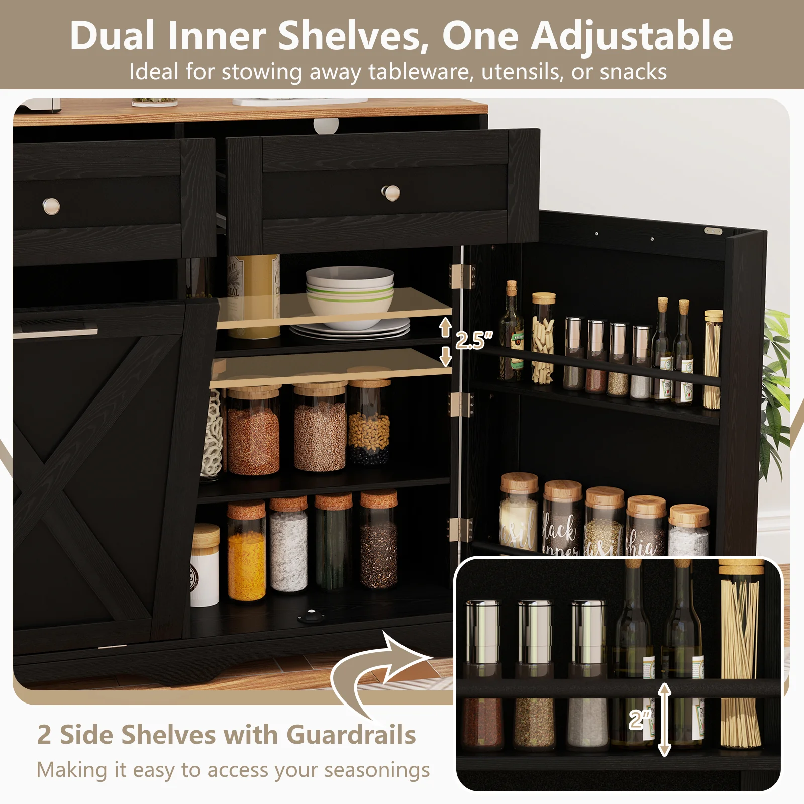 Tilt Out Trash Can Cabinet, Black - Image 8