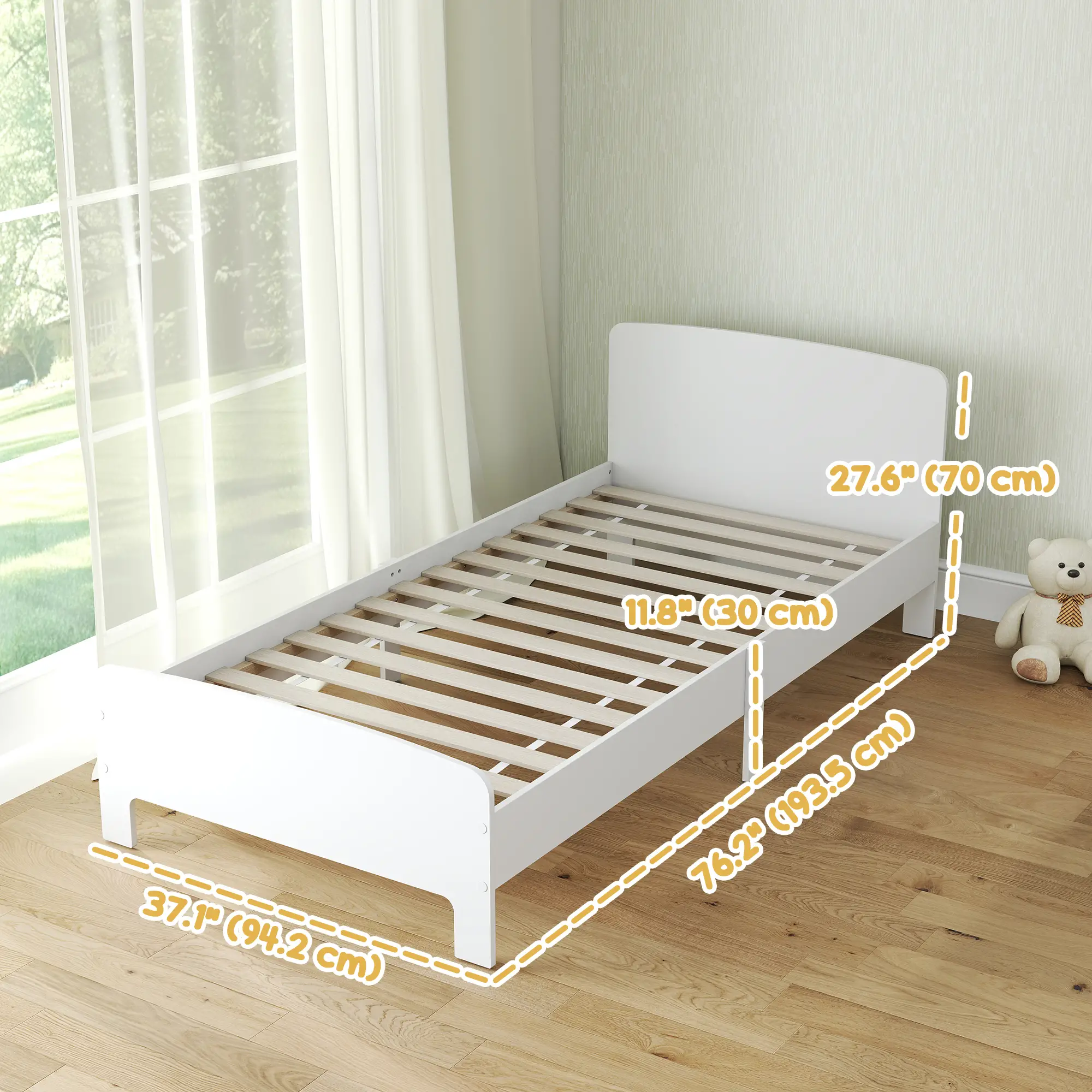 Toddler Bed Frame, 3-12 Years, White - Image 3