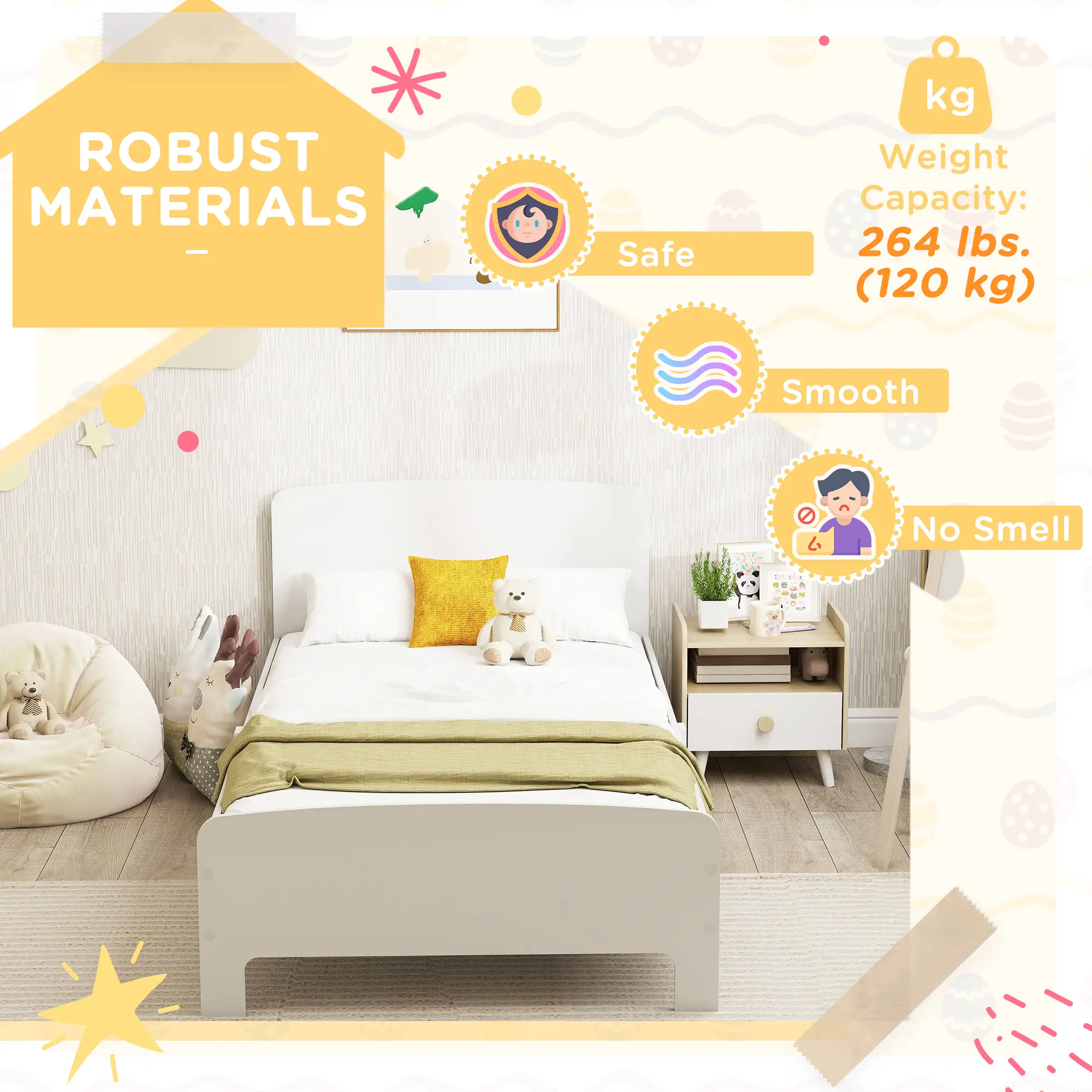 Toddler Bed Frame, 3-12 Years, White - Image 5