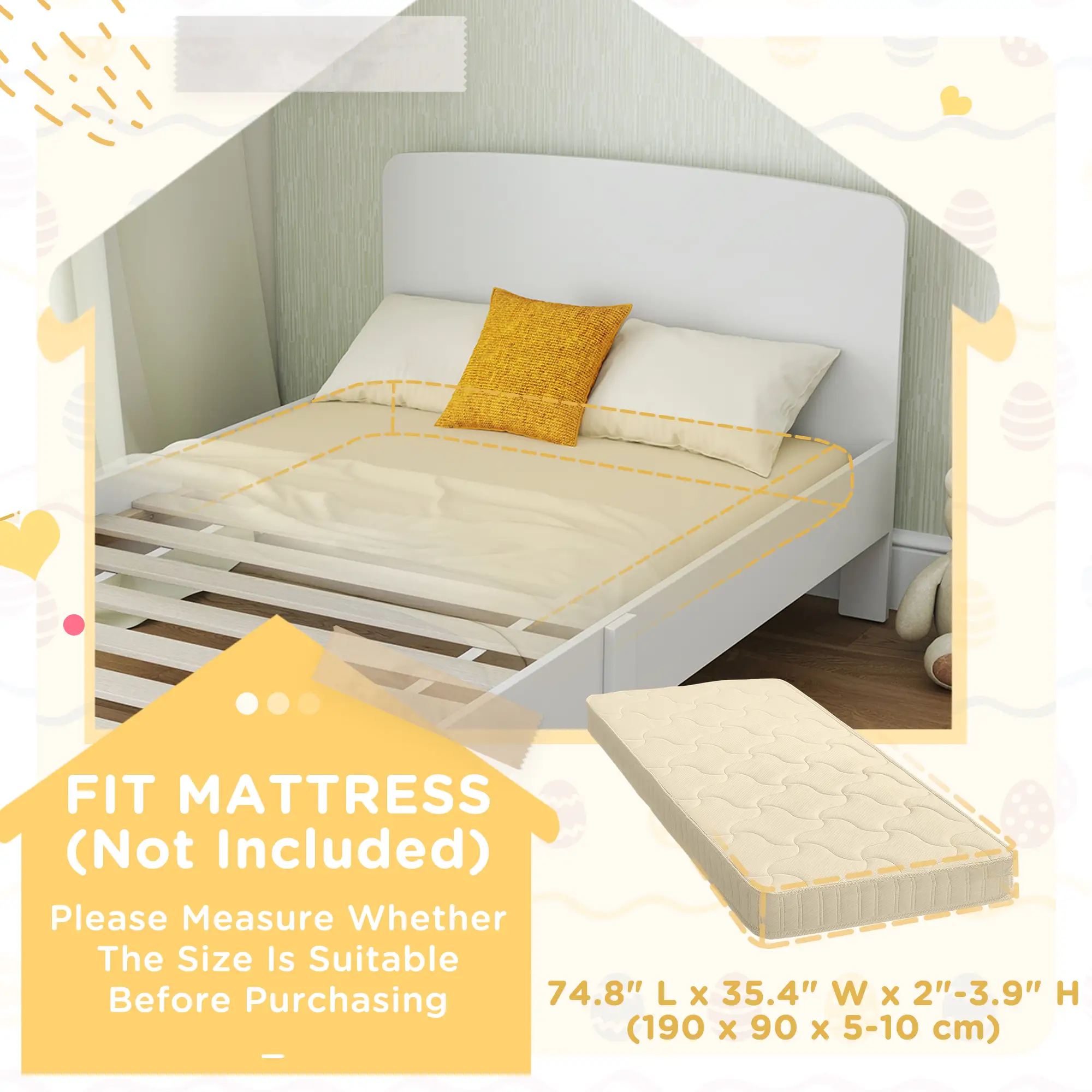 Toddler Bed Frame, 3-12 Years, White - Image 6